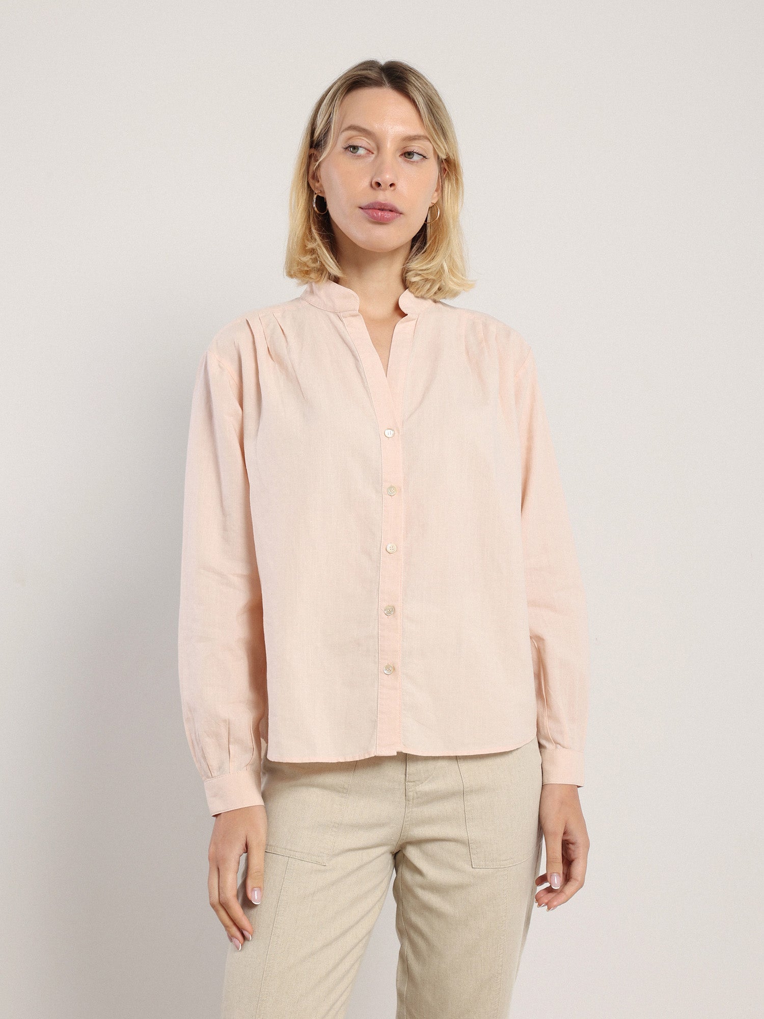 Akhen Button Up - Pale Rose