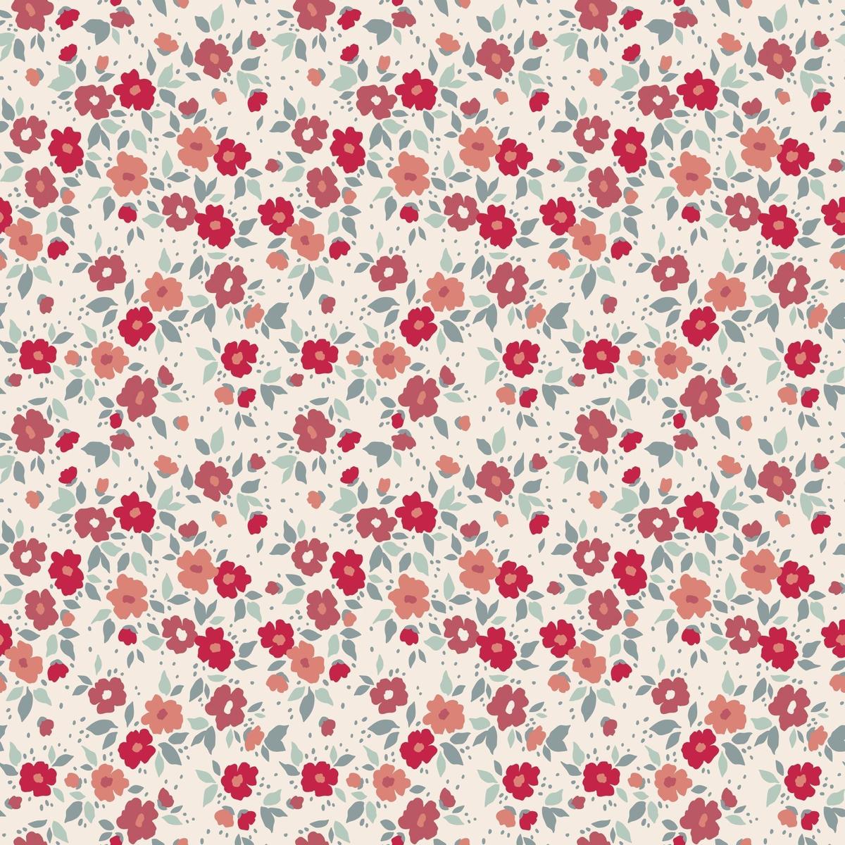 Ruffle Footie - Crimson Floral
