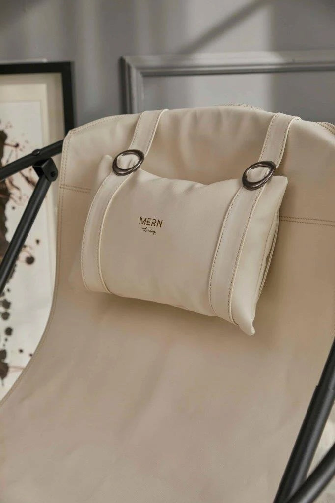 Faux Leather Folding Chair Metal Frame Off White