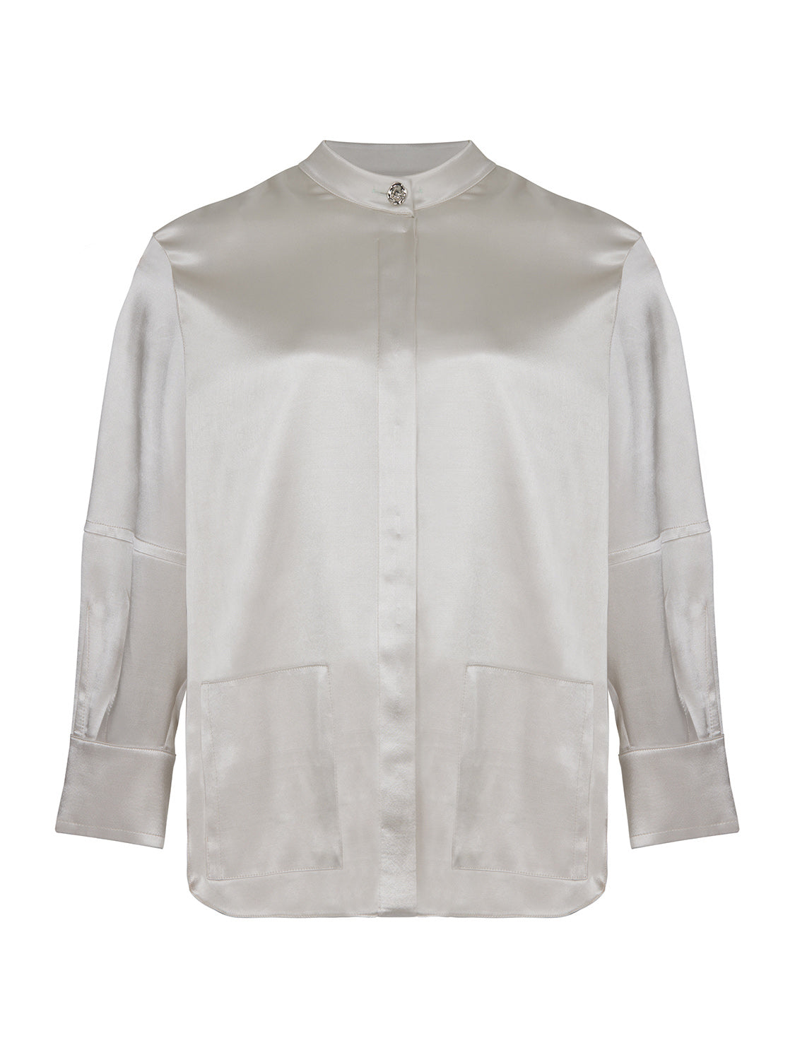 Mandarin Collar Shirt - Gray