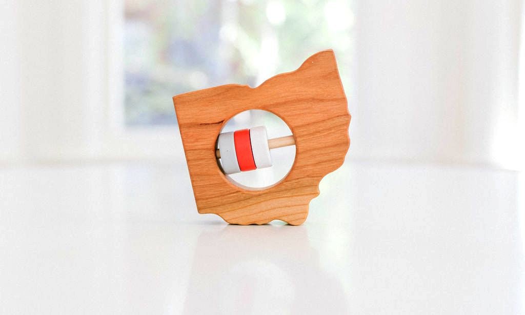 Ohio State Wooden Baby Rattle™ Rattles Bannor Toys   