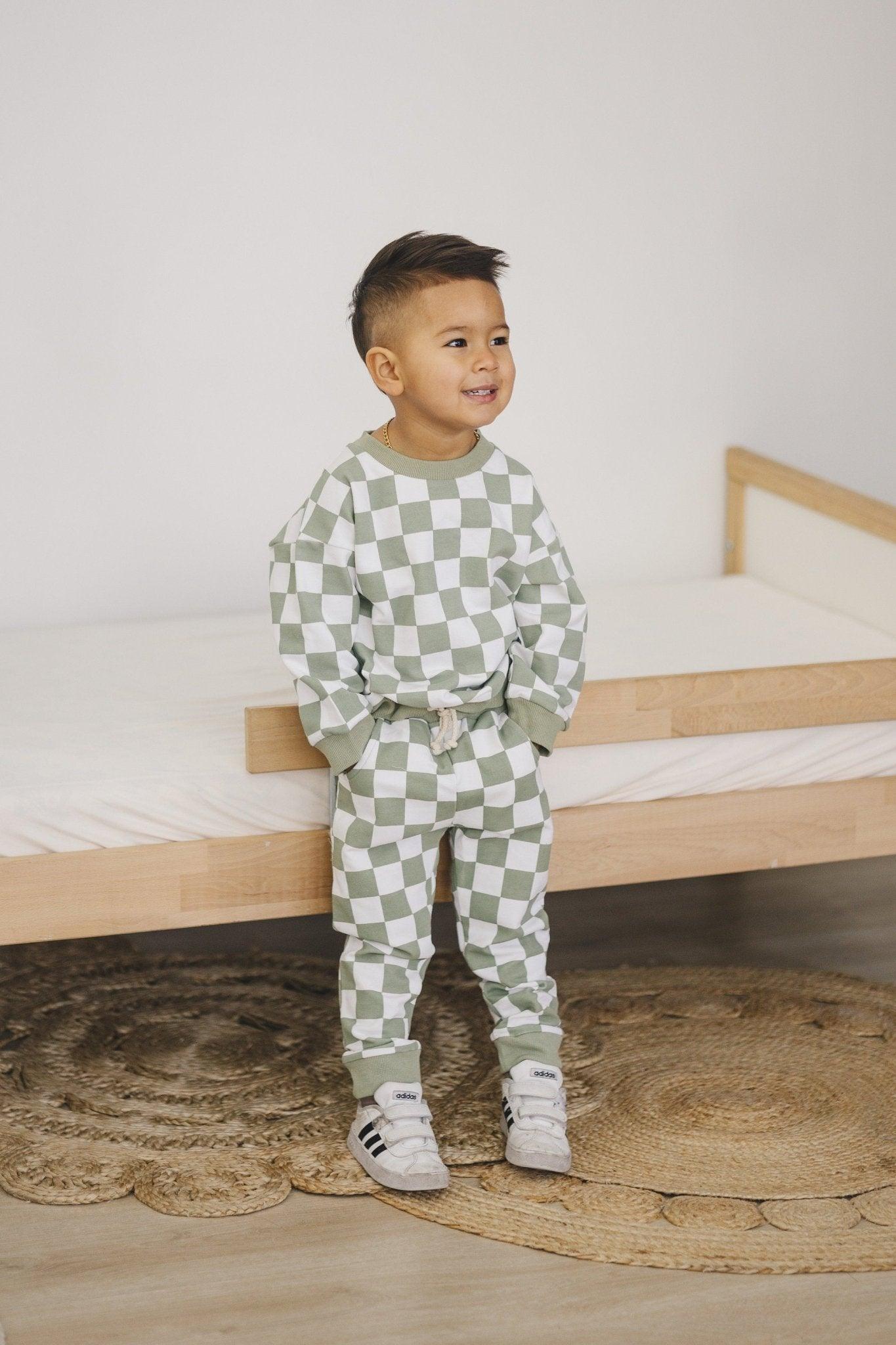 Organic Cotton Checkered Jogger Set *blue 18-24 months left