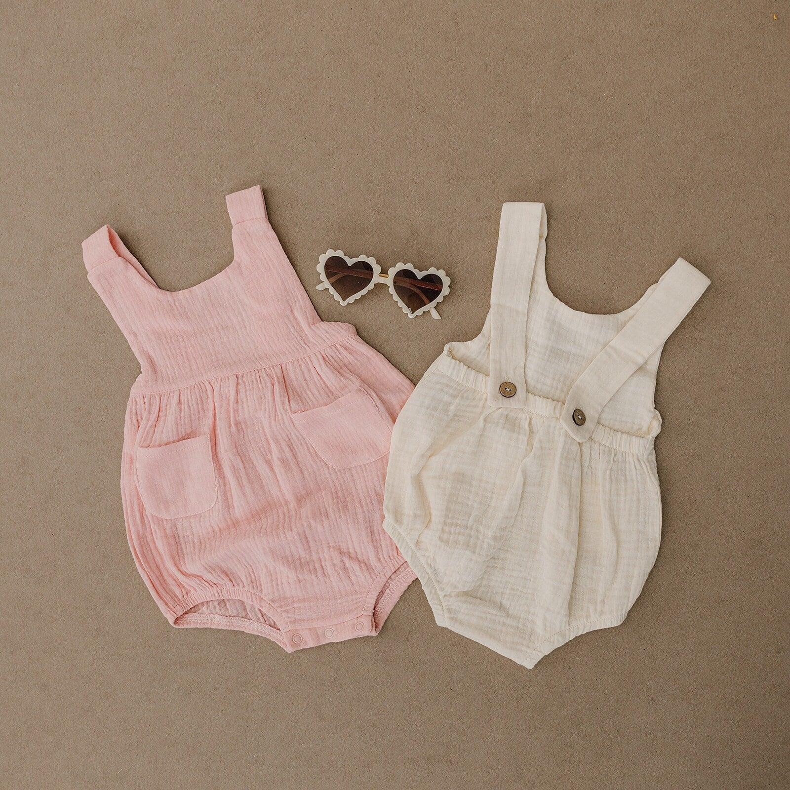 Custom Embroidered Organic Cotton Bubble Romper - more colors