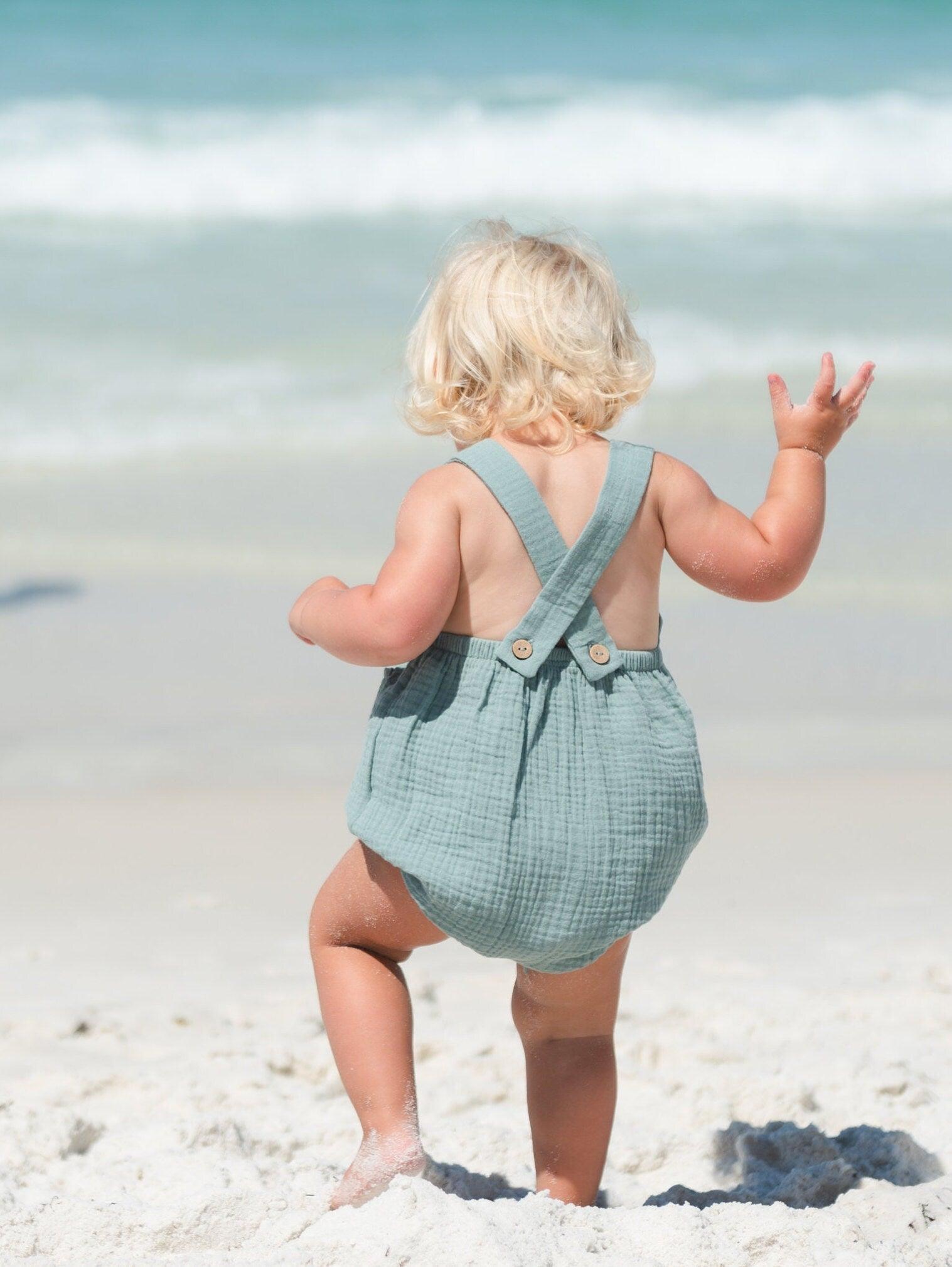 Custom Embroidered Organic Cotton Bubble Romper - more colors