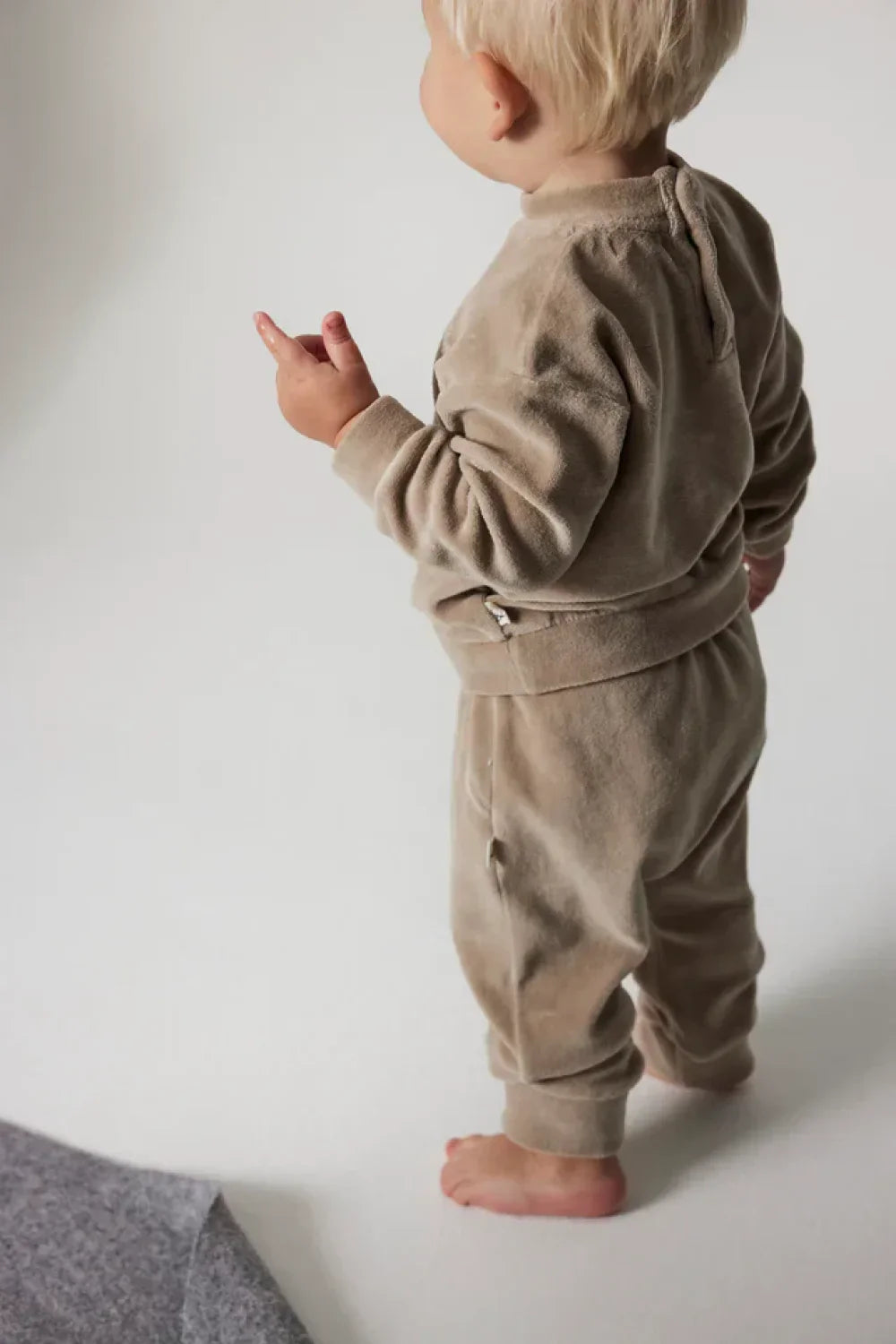 Organic velour sweatshirt - Stone
