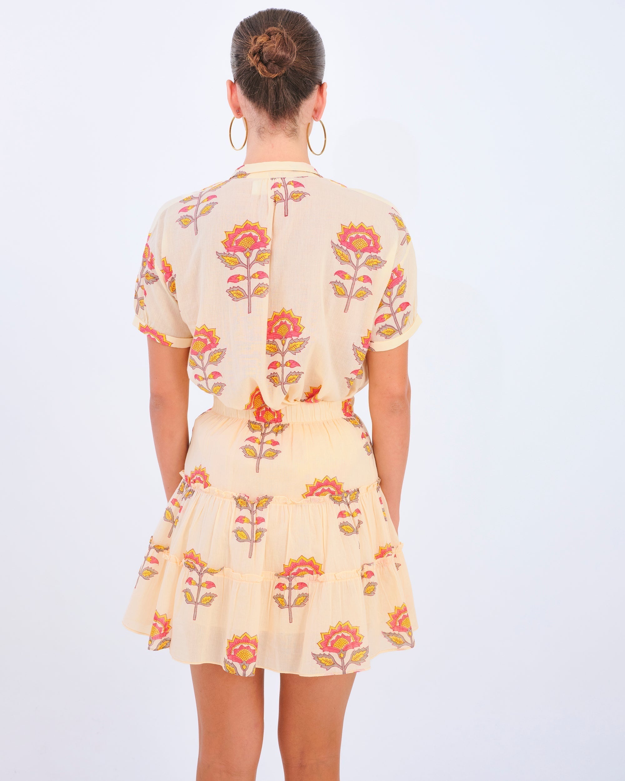 Kahina Mini Skirt - Peach Floral