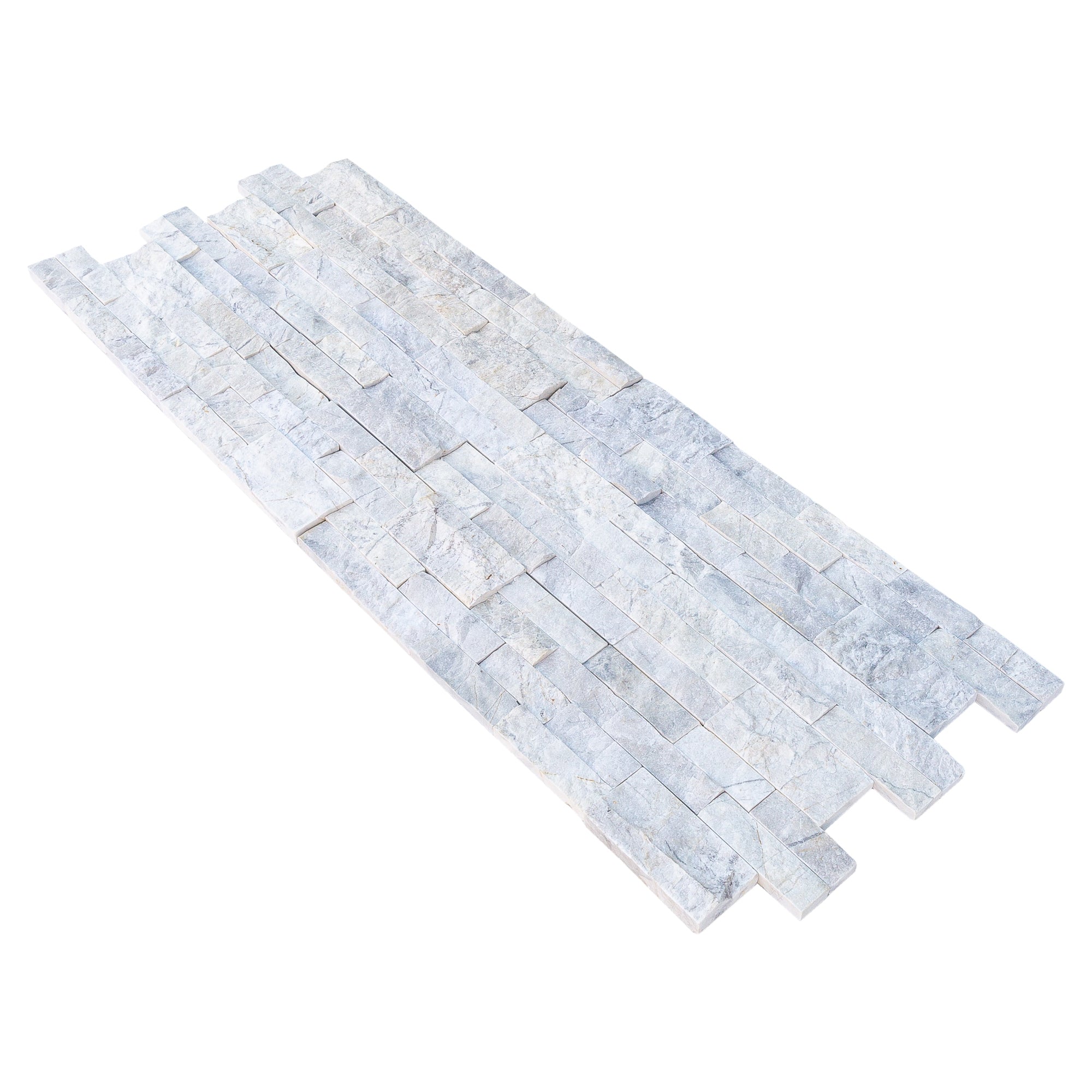 Palia White Dolomite 3D Panel 6"x24" Split-face Natural Wall Tile - Belair Collection