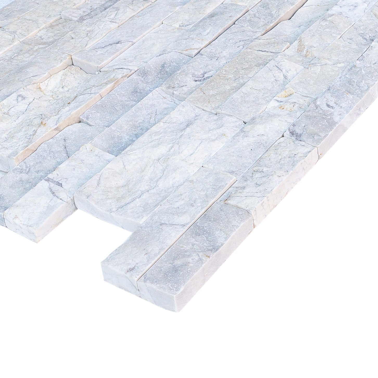 Palia White Dolomite 3D Panel 6"x24" Split-face Natural Wall Tile - Belair Collection