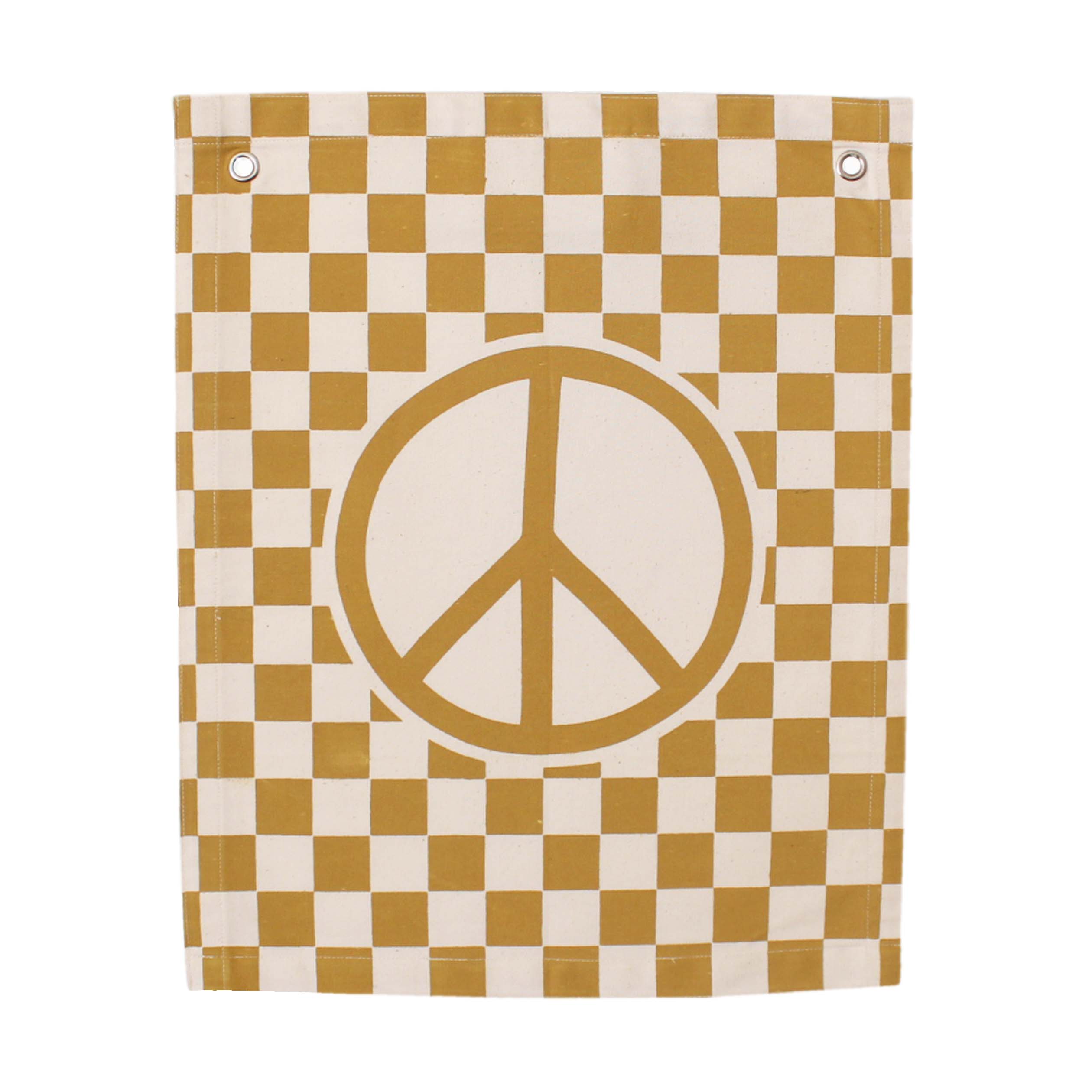 checkered peace sign banner