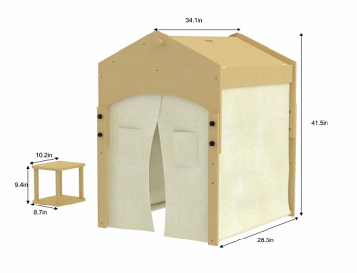 Ash - Wood Adjustable Learning Tent with Desk and Chair Indoor Avenlur.com   