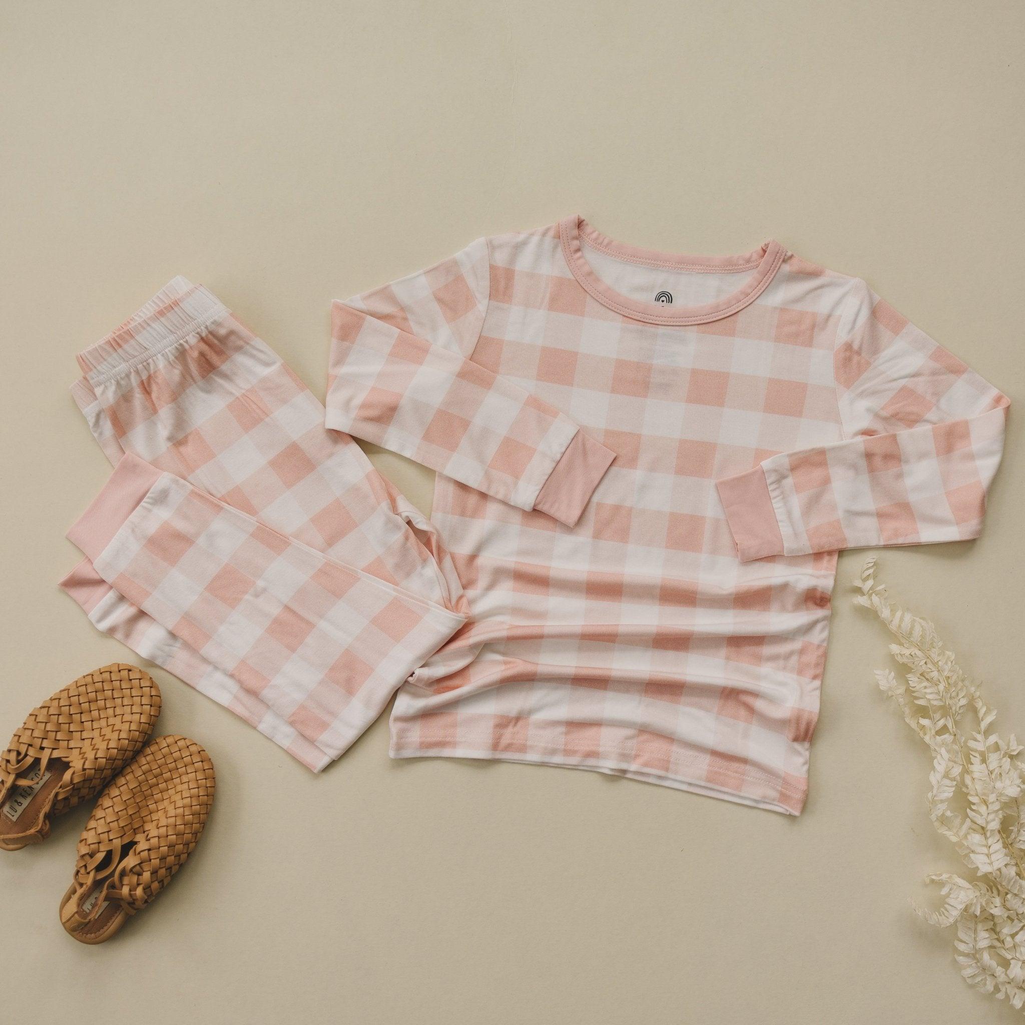 Pink Gingham 2pc Bamboo Pajama Set