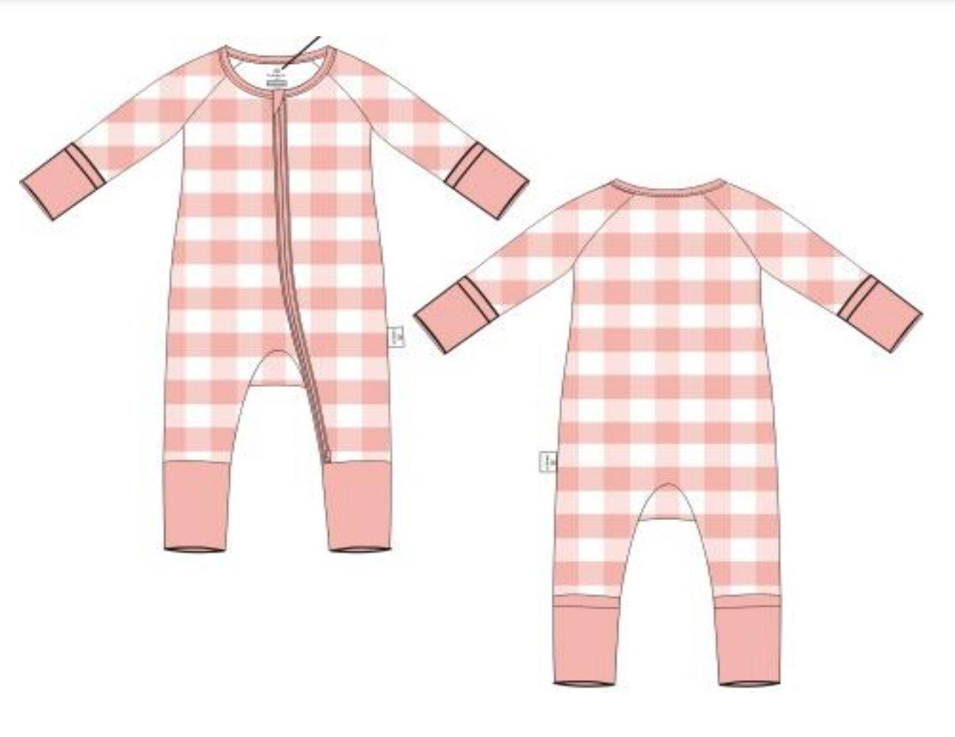 Pink Gingham Bamboo Zippy Romper