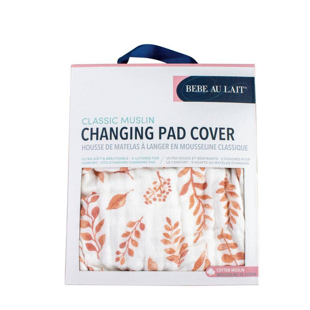 Pink Leaves Changing Pad Cover Changing Pad Cover Bebe au Lait   