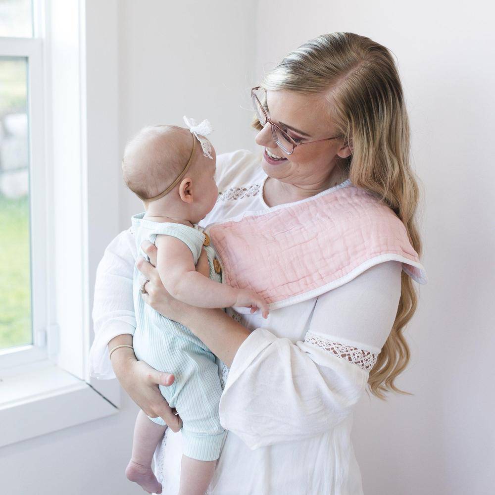 Pink Leaves + Cotton Candy Muslin Burp Cloths Burp Cloths Bebe au Lait   