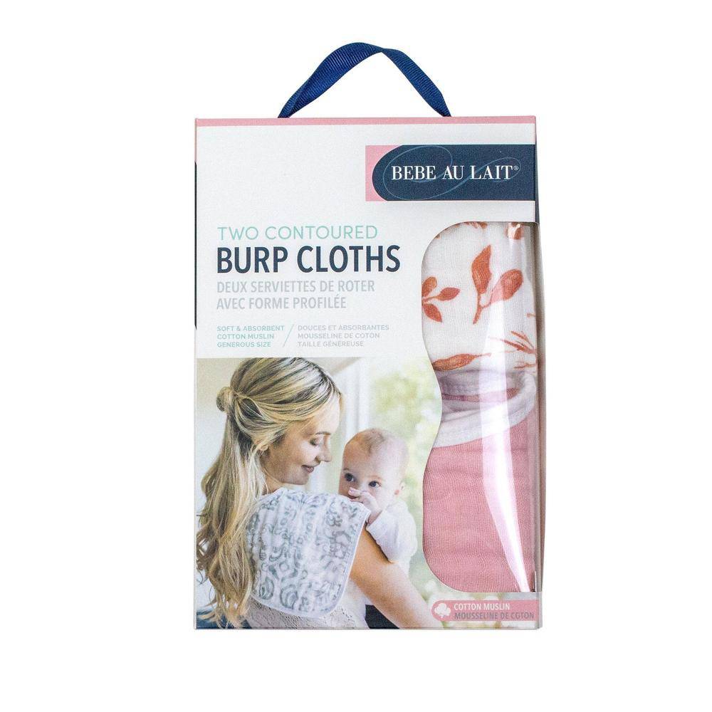 Pink Leaves + Cotton Candy Muslin Burp Cloths Burp Cloths Bebe au Lait   