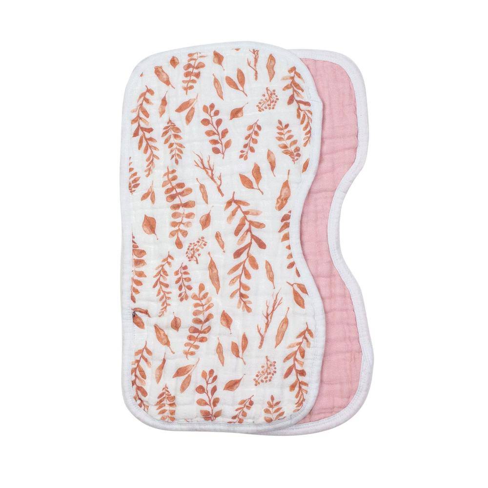 Pink Leaves + Cotton Candy Muslin Burp Cloths Burp Cloths Bebe au Lait   