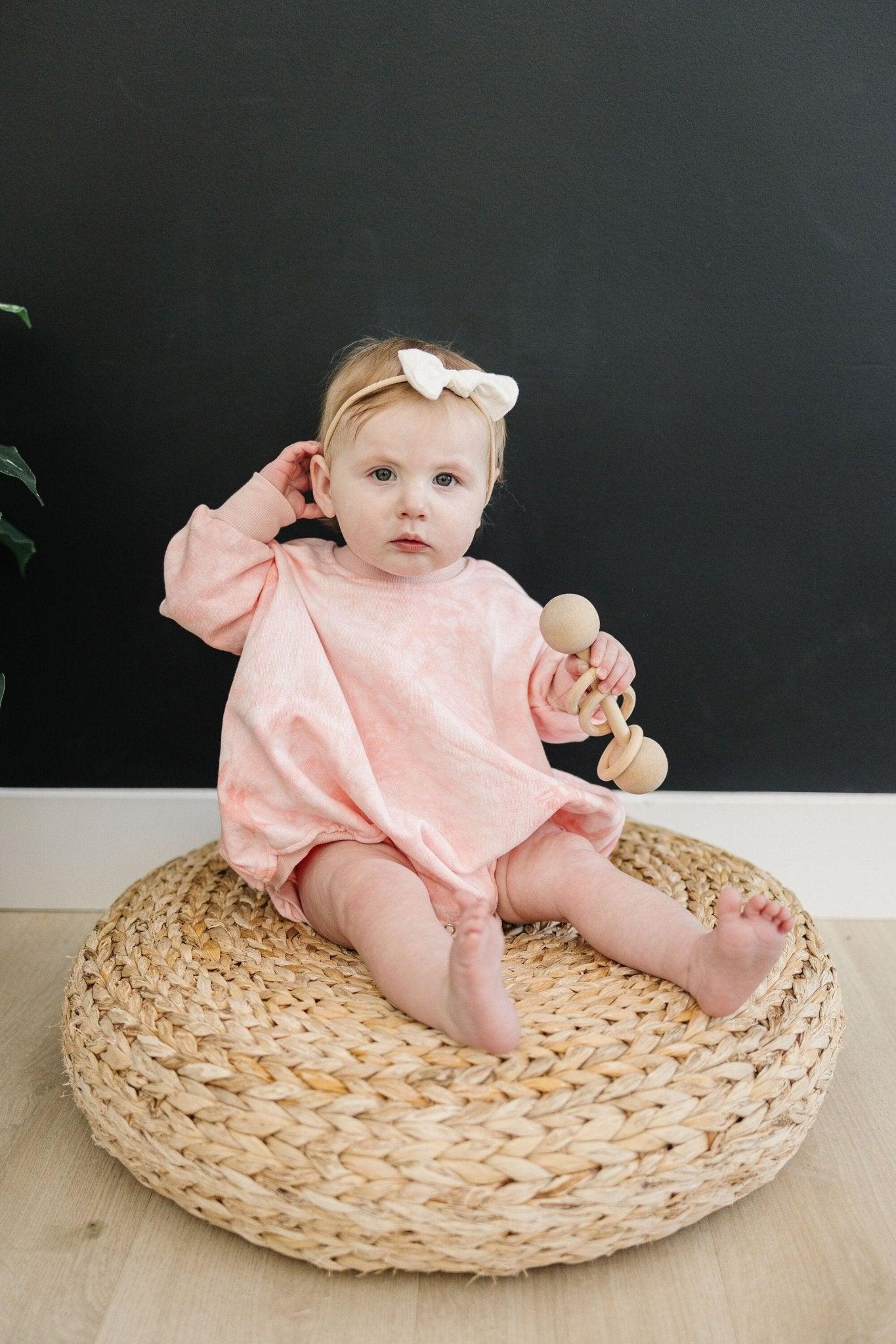 Pink & White Tie Dye Sweatshirt Romper