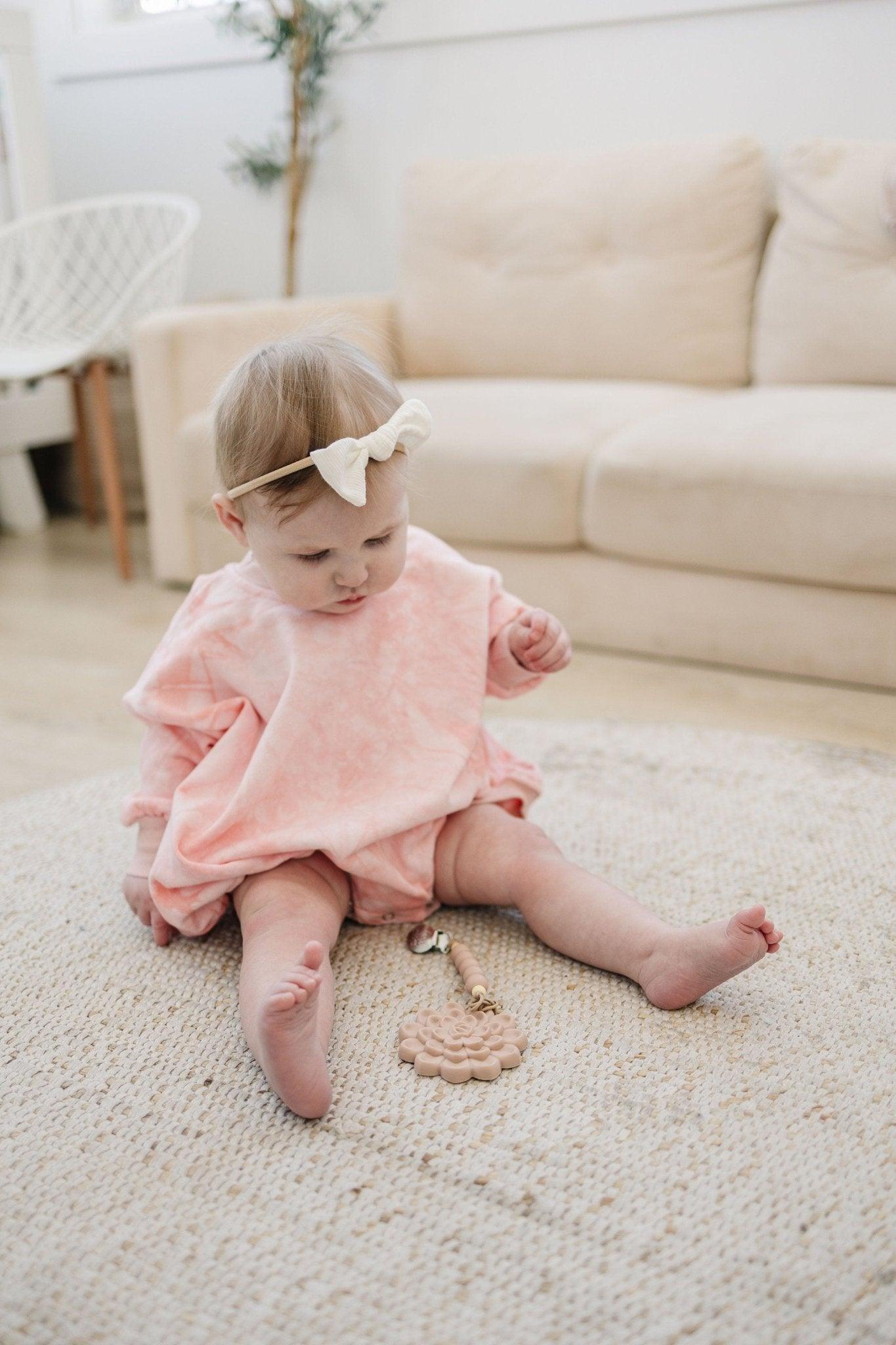 Pink & White Tie Dye Sweatshirt Romper