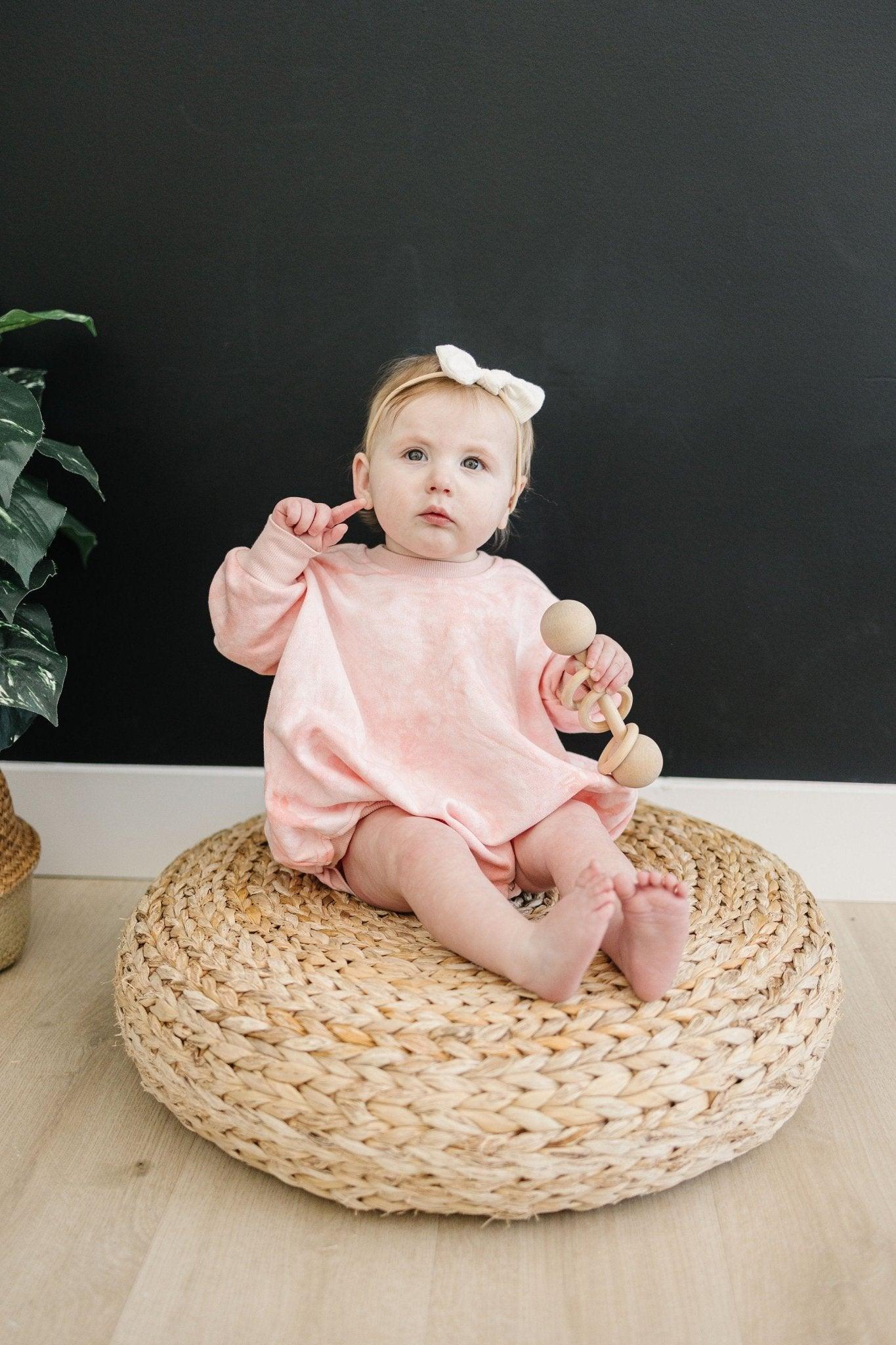 Pink & White Tie Dye Sweatshirt Romper *2T left