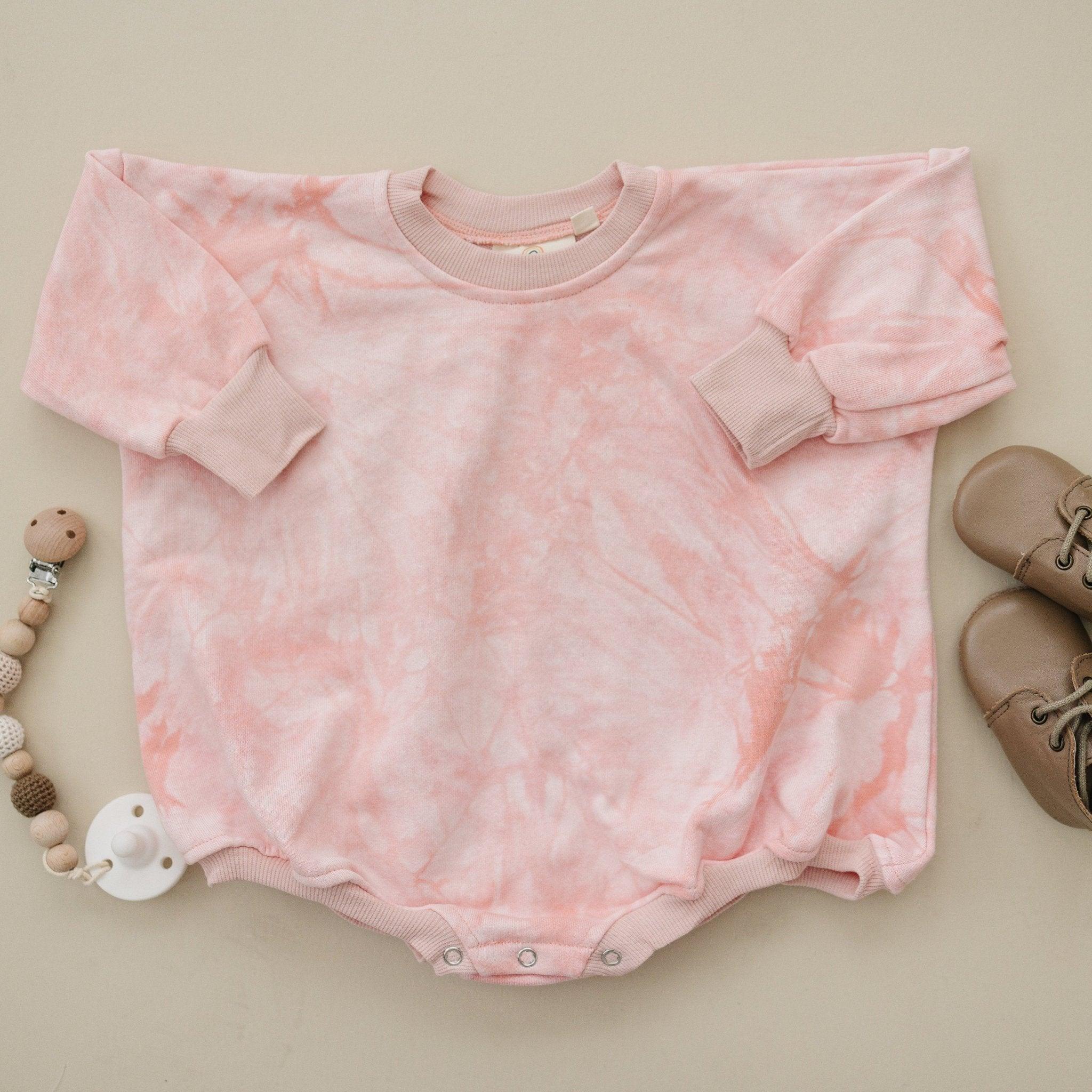 Pink & White Tie Dye Sweatshirt Romper