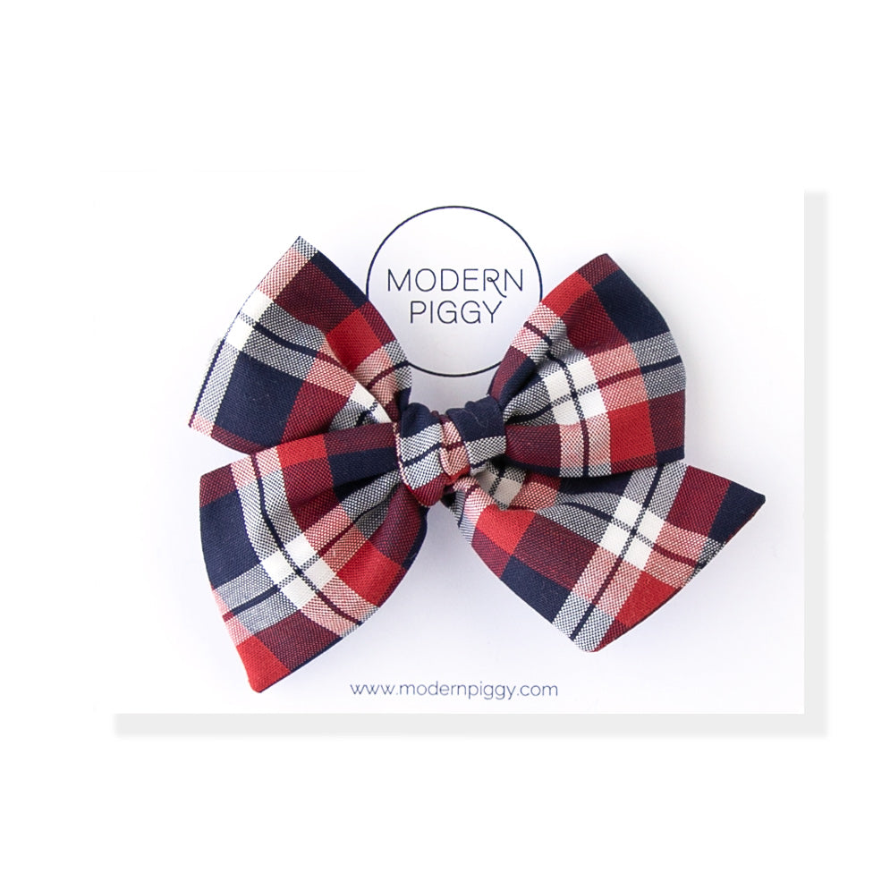 Patriotic Plaid | Oversized Hand-tied Bow