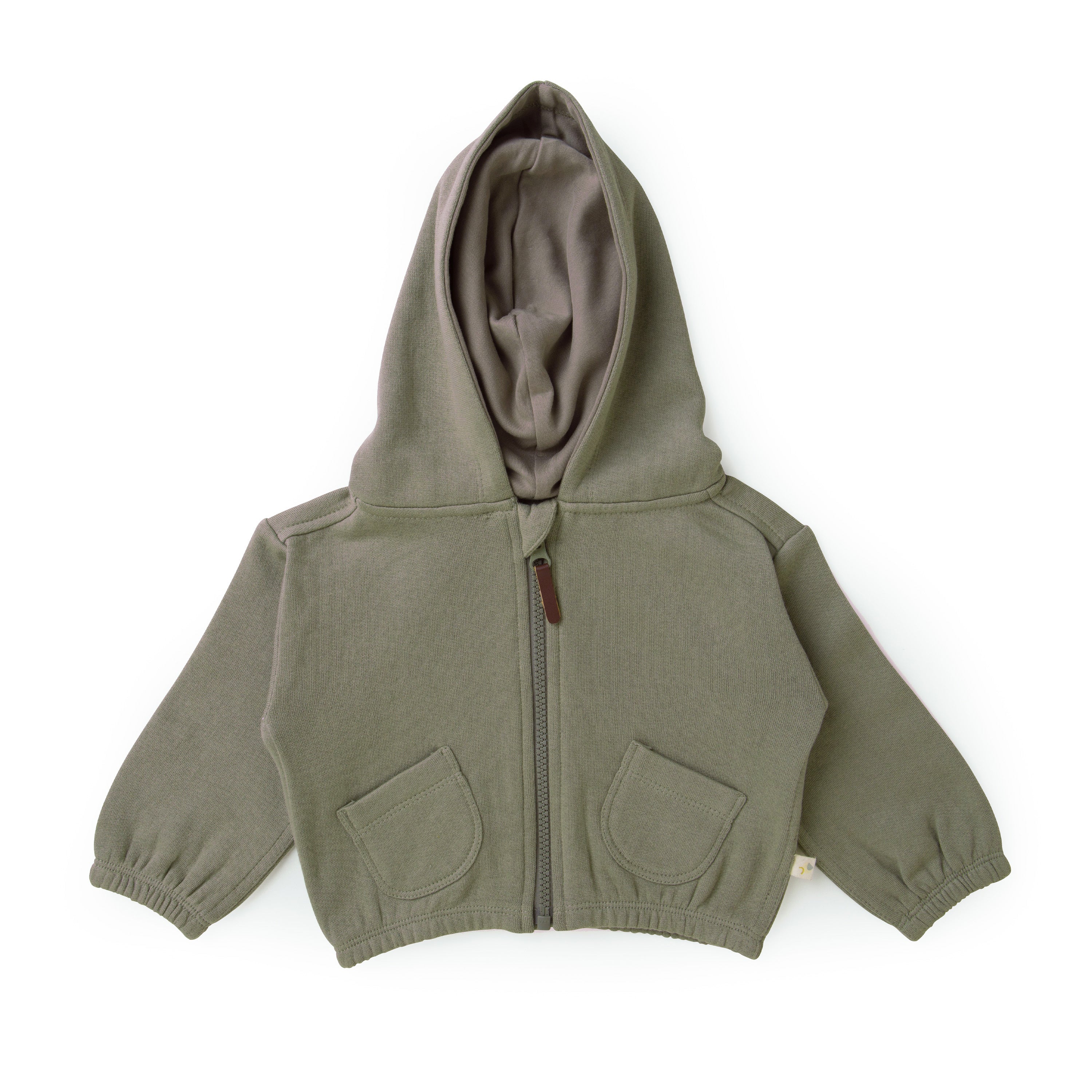 Organic Baby Toddler Hooded Jacket - Olive Fleece Jacket Makemake Organics   