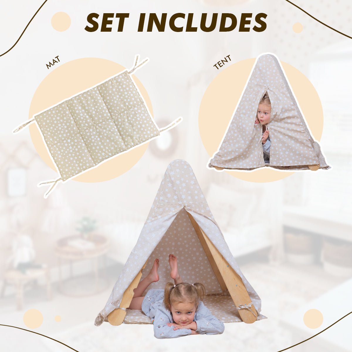 Play Tent Cover with Mat for Climbing Triangle Ladder Climbing Accessories Goodevas   