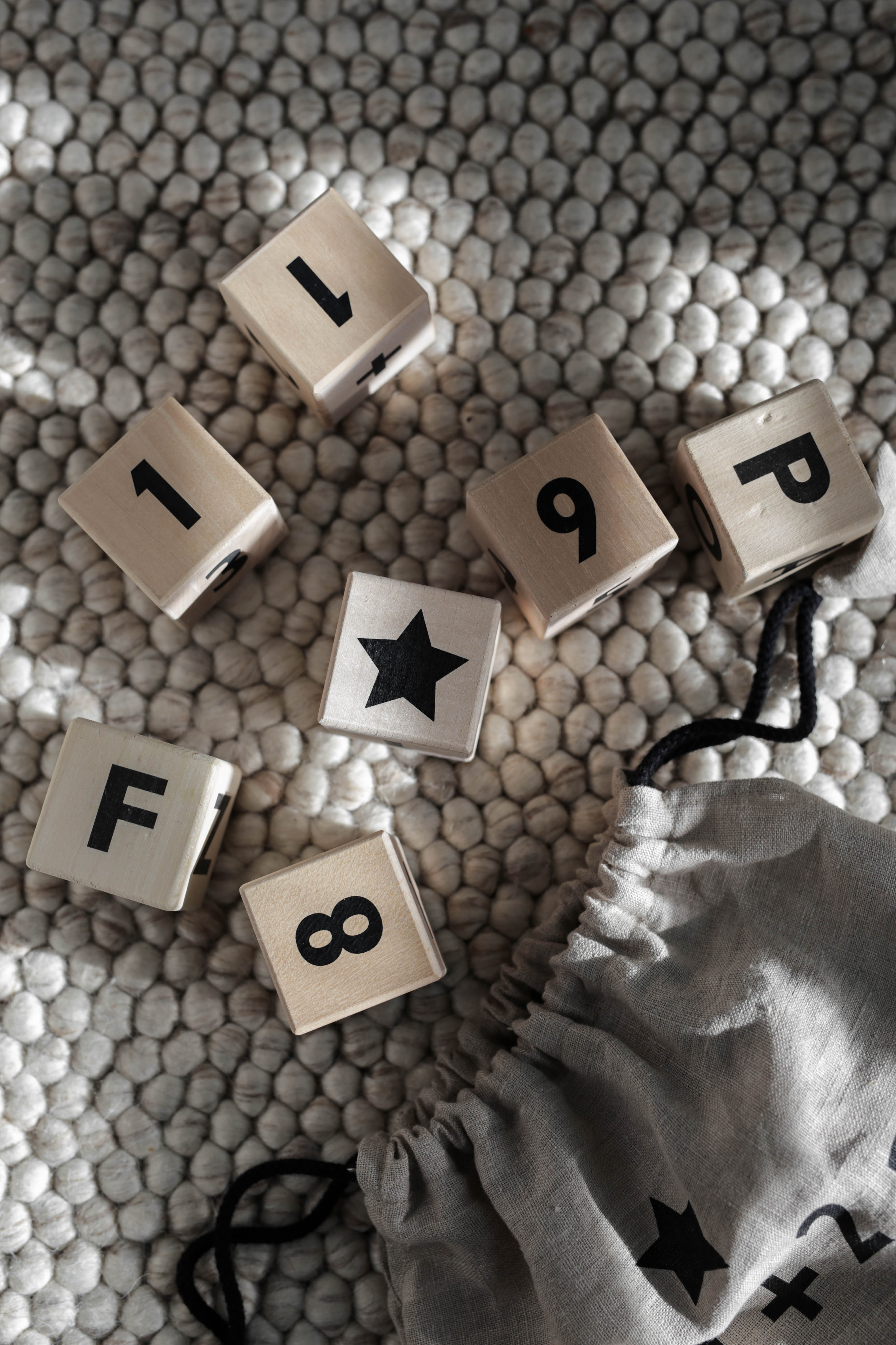 Wooden Math Blocks in Black - Wood