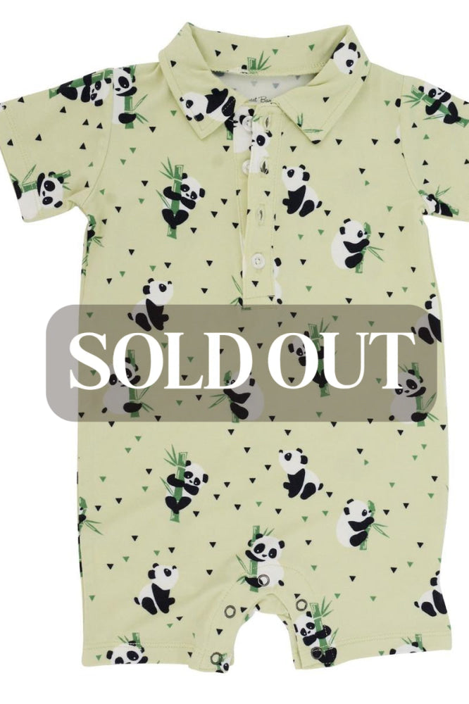 Polo Romper - Panda Mint