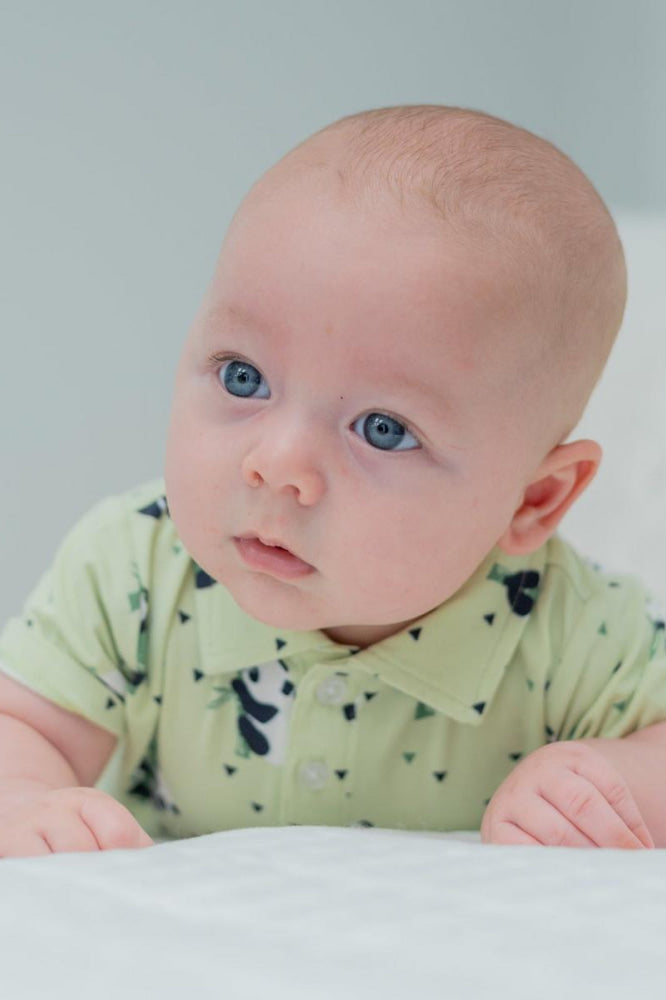 Polo Romper - Panda Mint