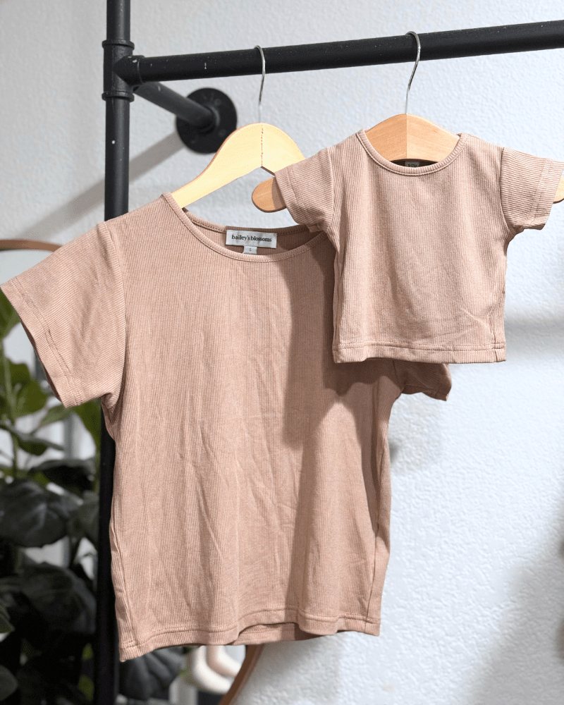 Ava Ribbed Tee - Desert Dune
