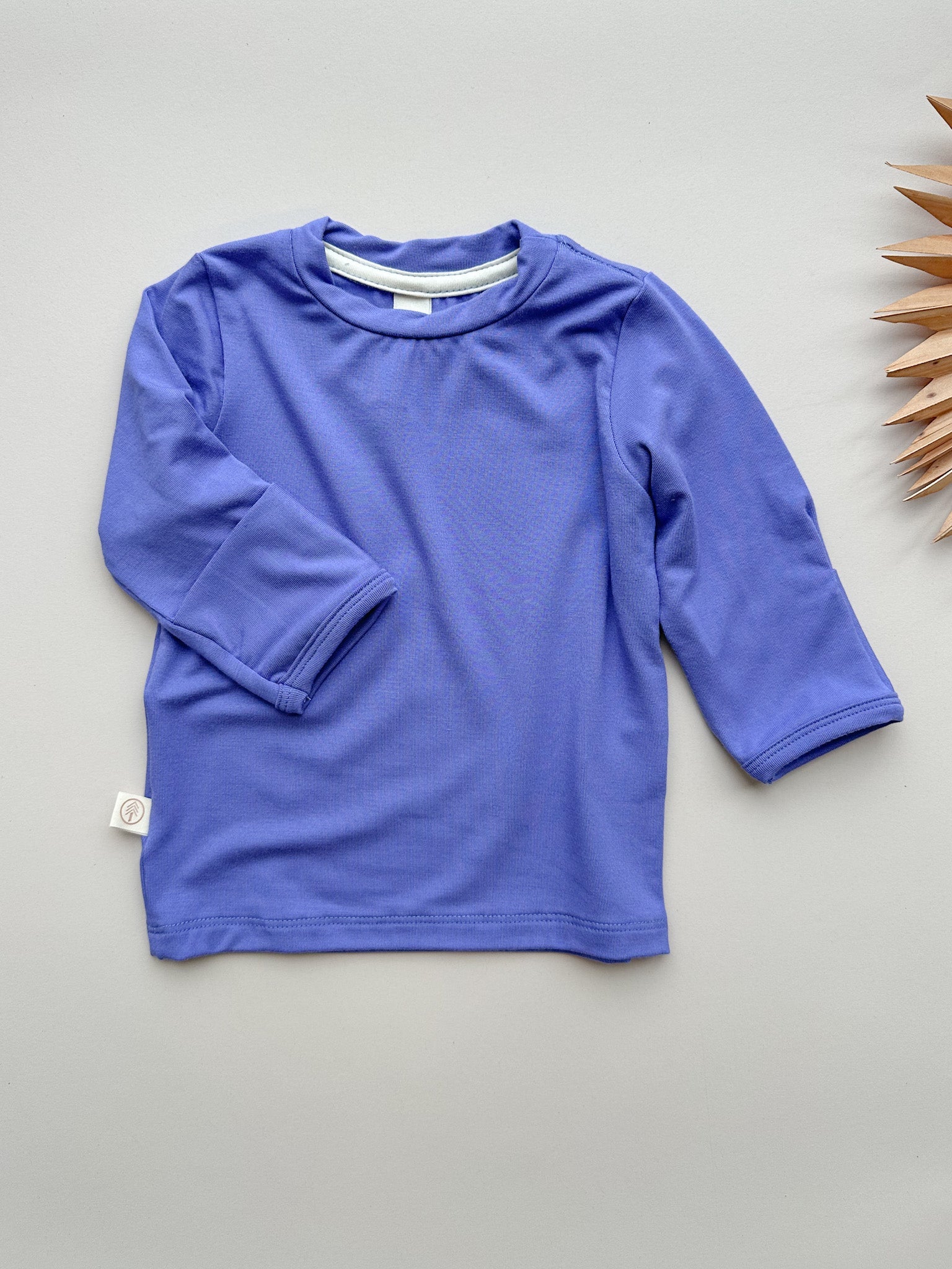 12/24m Long Sleeve T-shirt with Mittens | Baby & Toddler | Luxury Bamboo | Dark Periwinkle