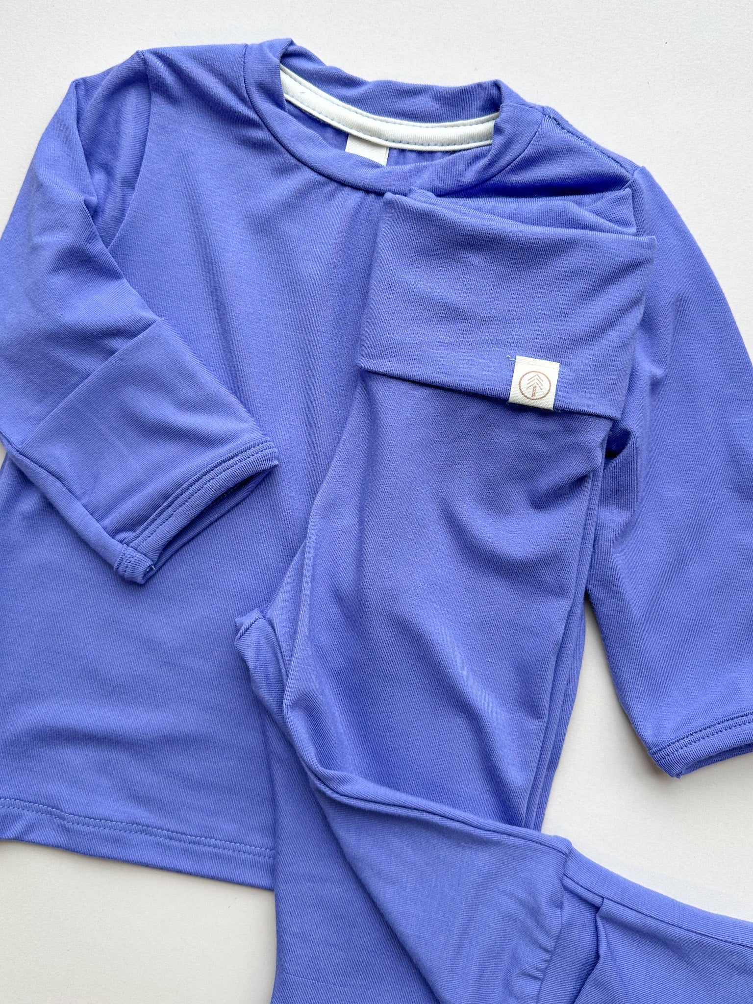 12/24m Long Sleeve T-shirt with Mittens | Baby & Toddler | Luxury Bamboo | Dark Periwinkle