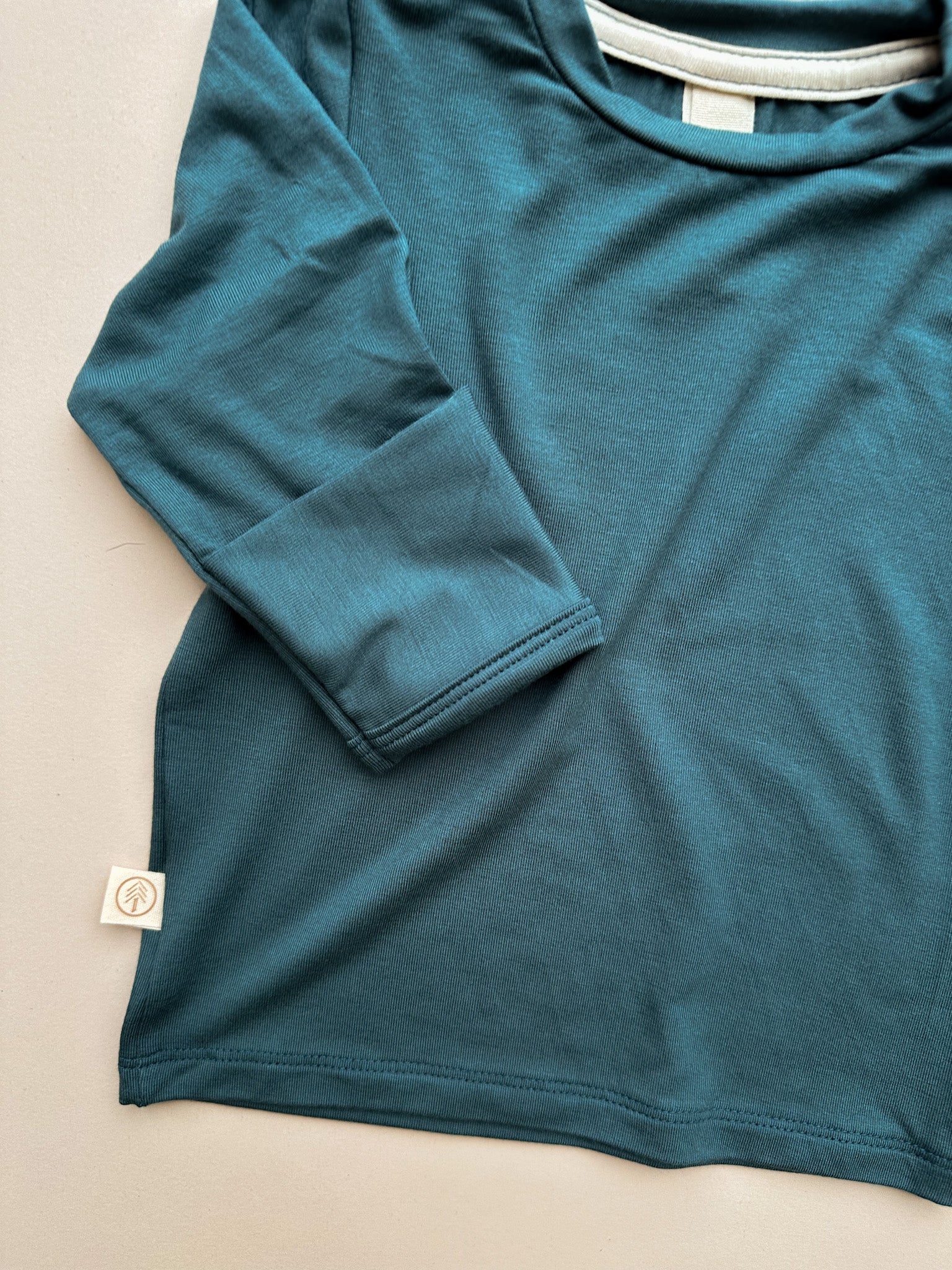 4/5T Long Sleeve T-shirt with Mittens | Baby & Toddler | Luxury Bamboo | Dark Teal