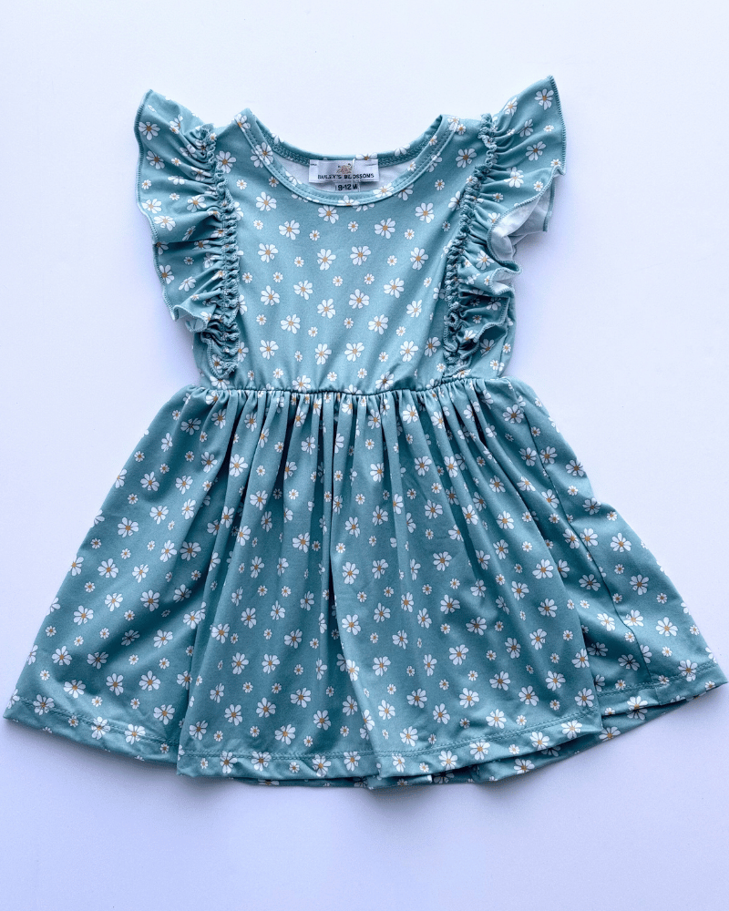Zoey Ruffle Play Dress - Mint Daisy