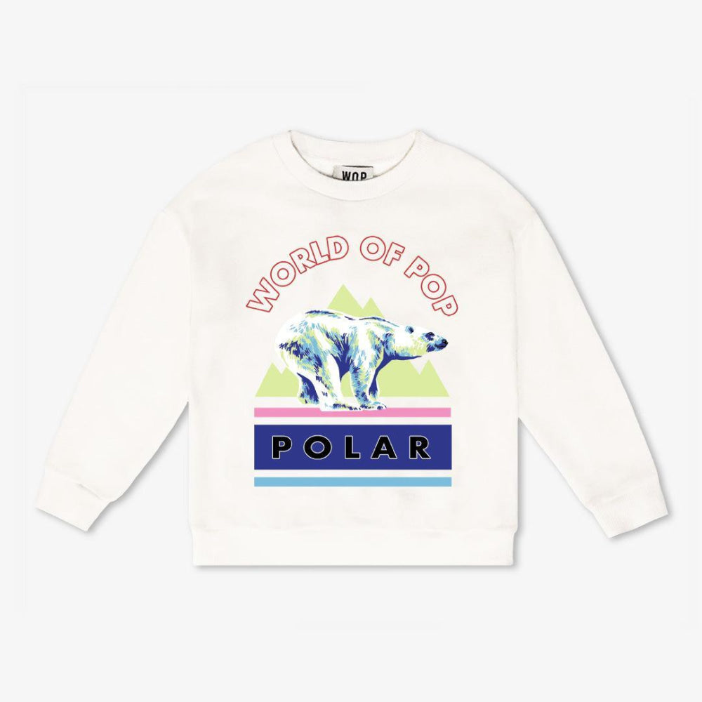 Printed "Polar" sweatshirt for kids in organic cotton - Off White