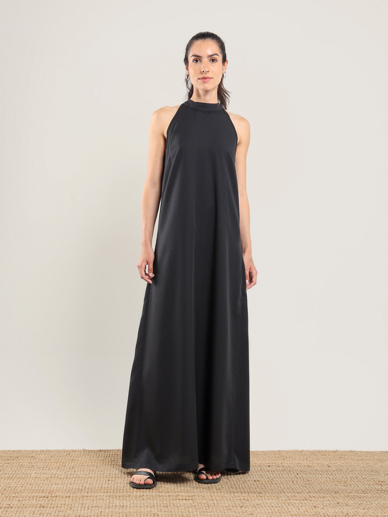 Tencel Halter Dress - Black