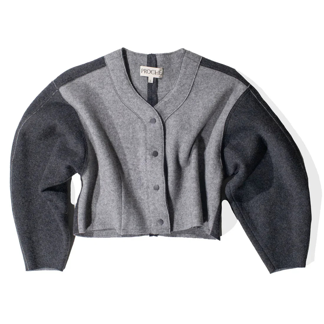 Double Face Wool Bomber - Heather/Charcoal