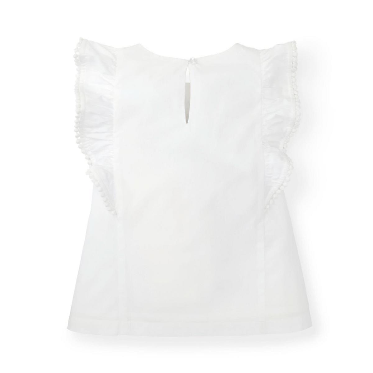 Flutter Sleeve Eyelet Top - White
