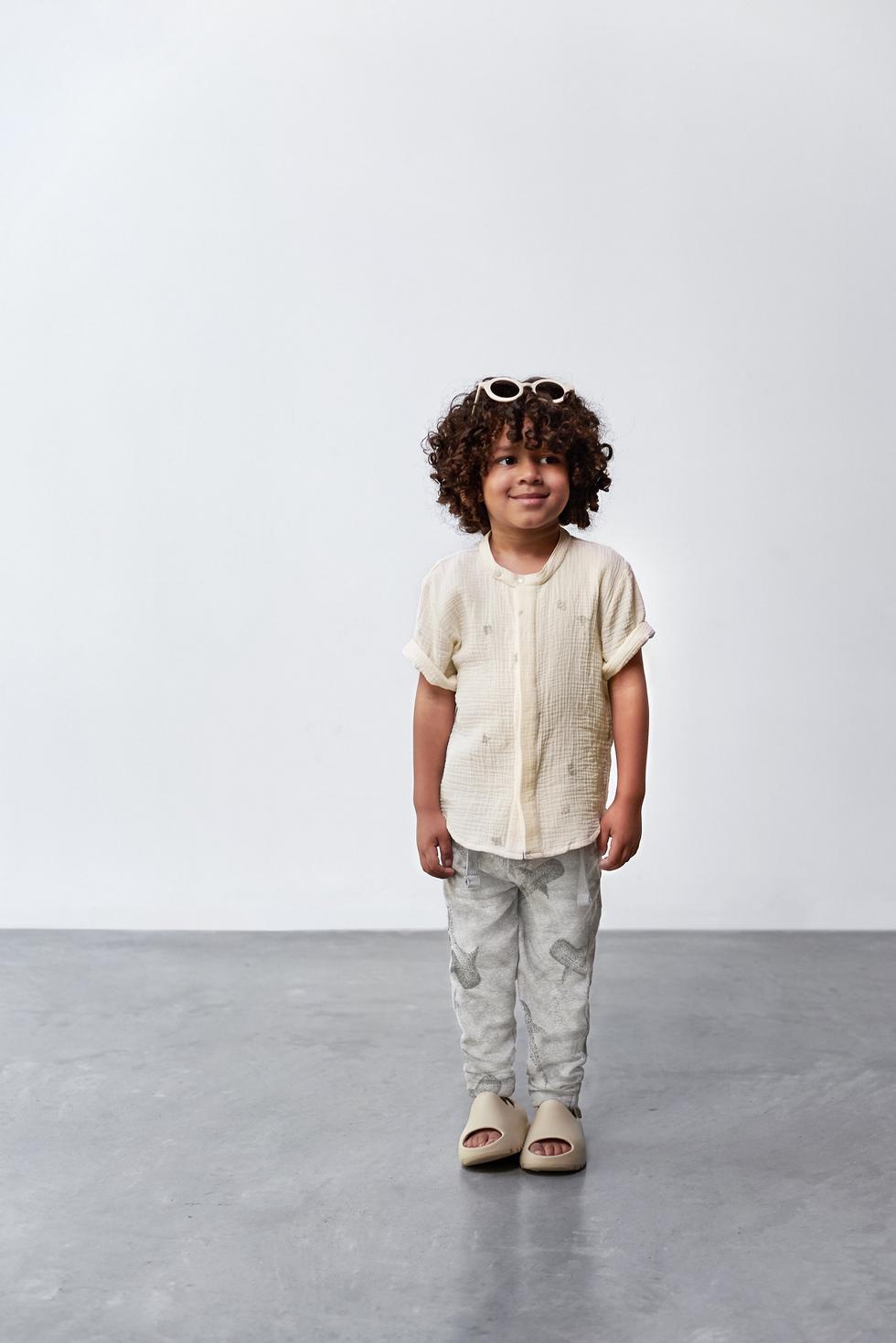 Terry Trousers - Heather Grey with Print