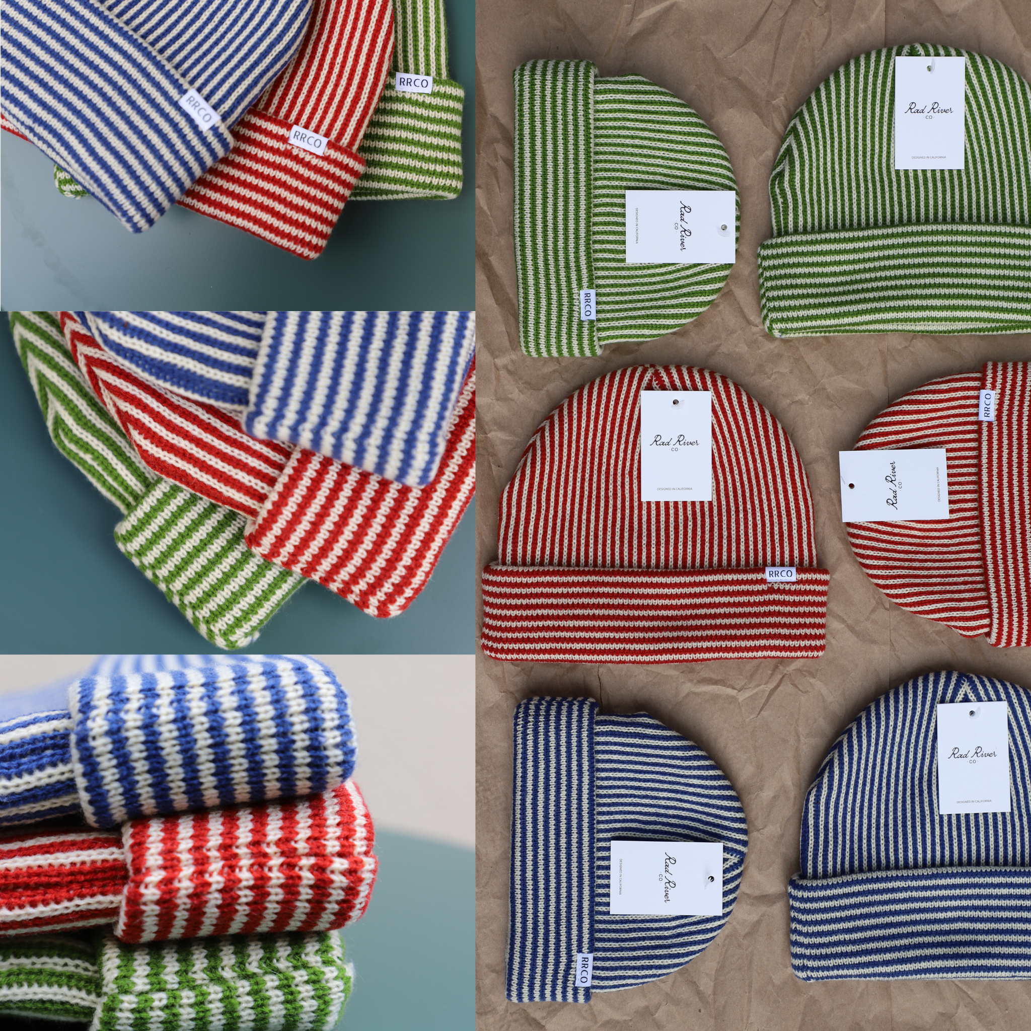 Green Striped Beanie