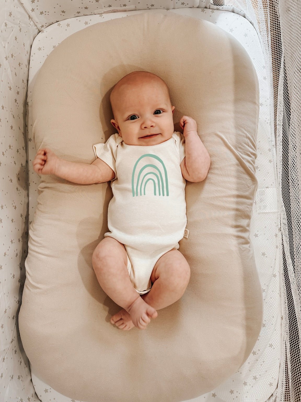 Rainbow Seafoam Organic Cotton Baby Bodysuit Short Sleeve