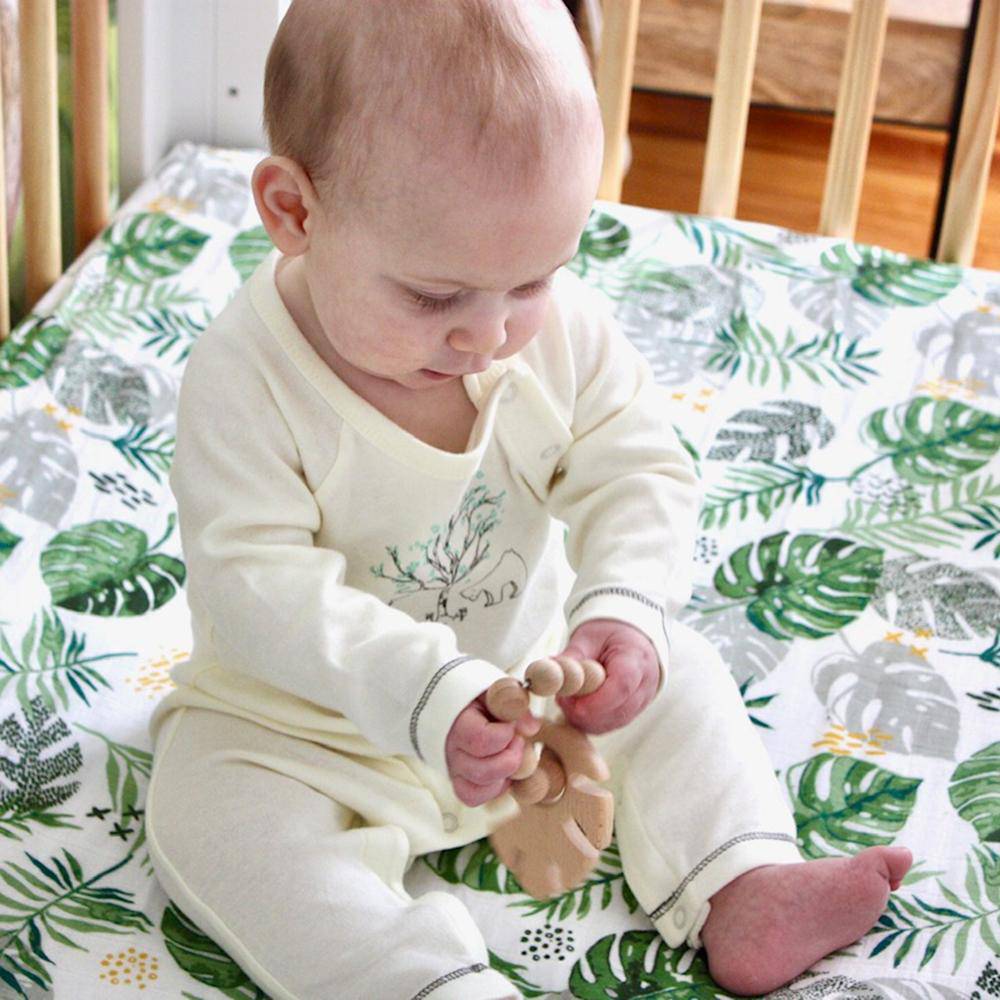 Rainforest Classic Muslin Crib Sheet Crib Sheet Bebe au Lait   