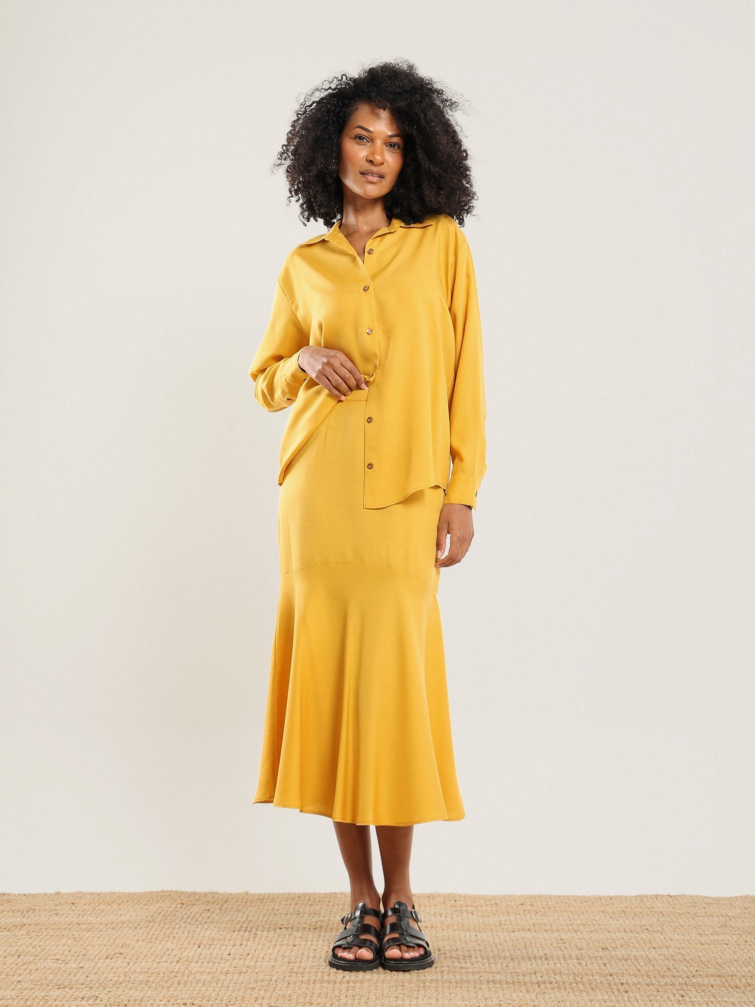 Tencel Flared Skirt - Honey