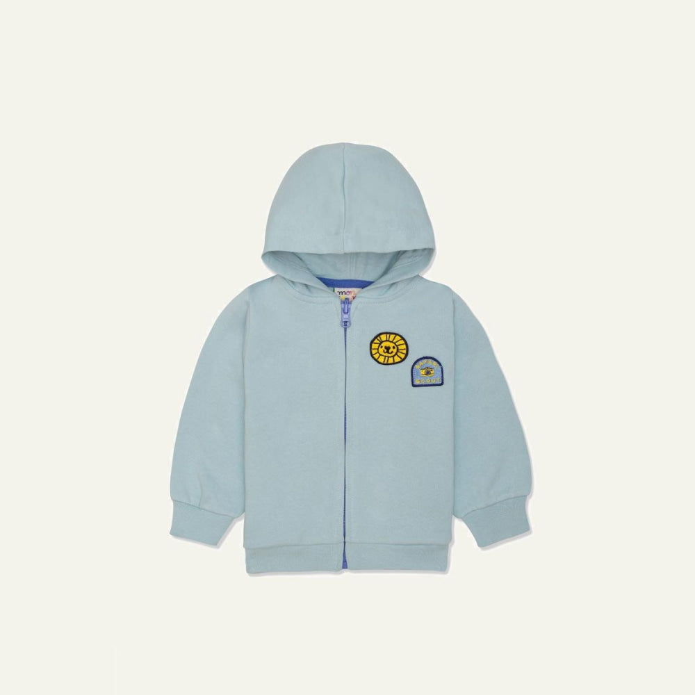 Recycled Cotton Patches Baby Zipper Hoodie - Sterling Blue