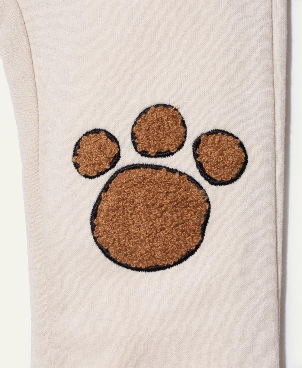 Recycled Cotton Paw Patch Baby Pant - Natural - FINAL SALE