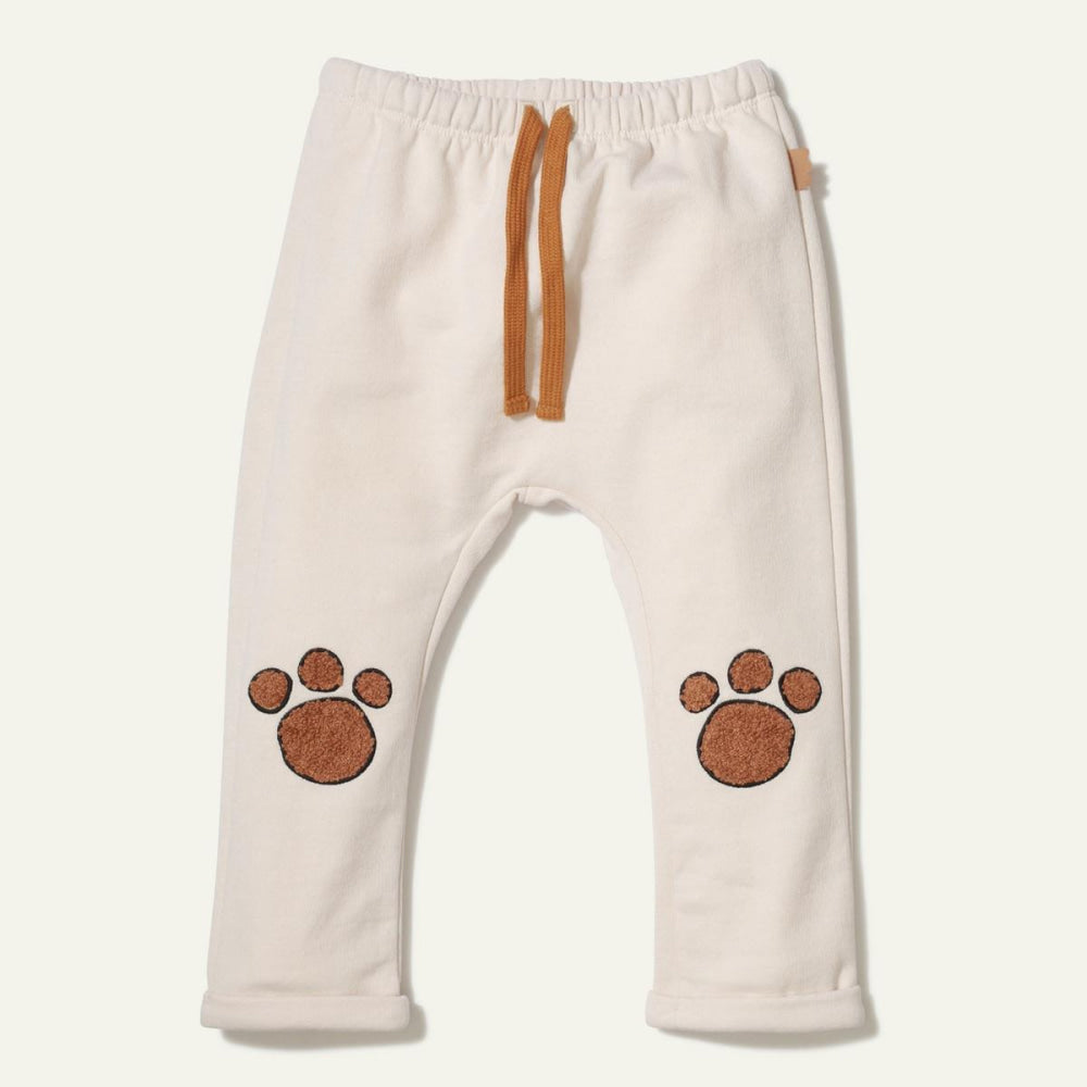 Recycled Cotton Paw Patch Baby Pant - Natural - FINAL SALE