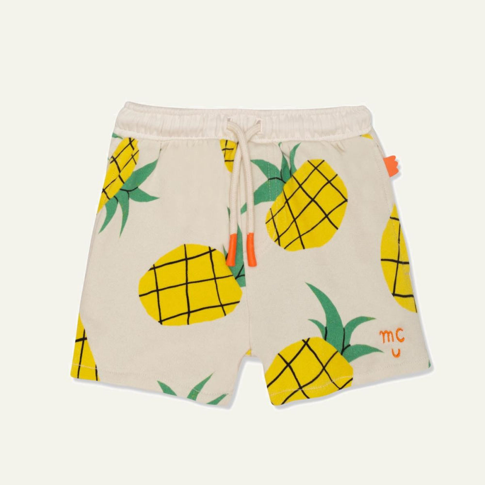 Recycled Cotton Pineapple Harvest Cropped Girl Shorts - Natural/multi - FINAL SALE