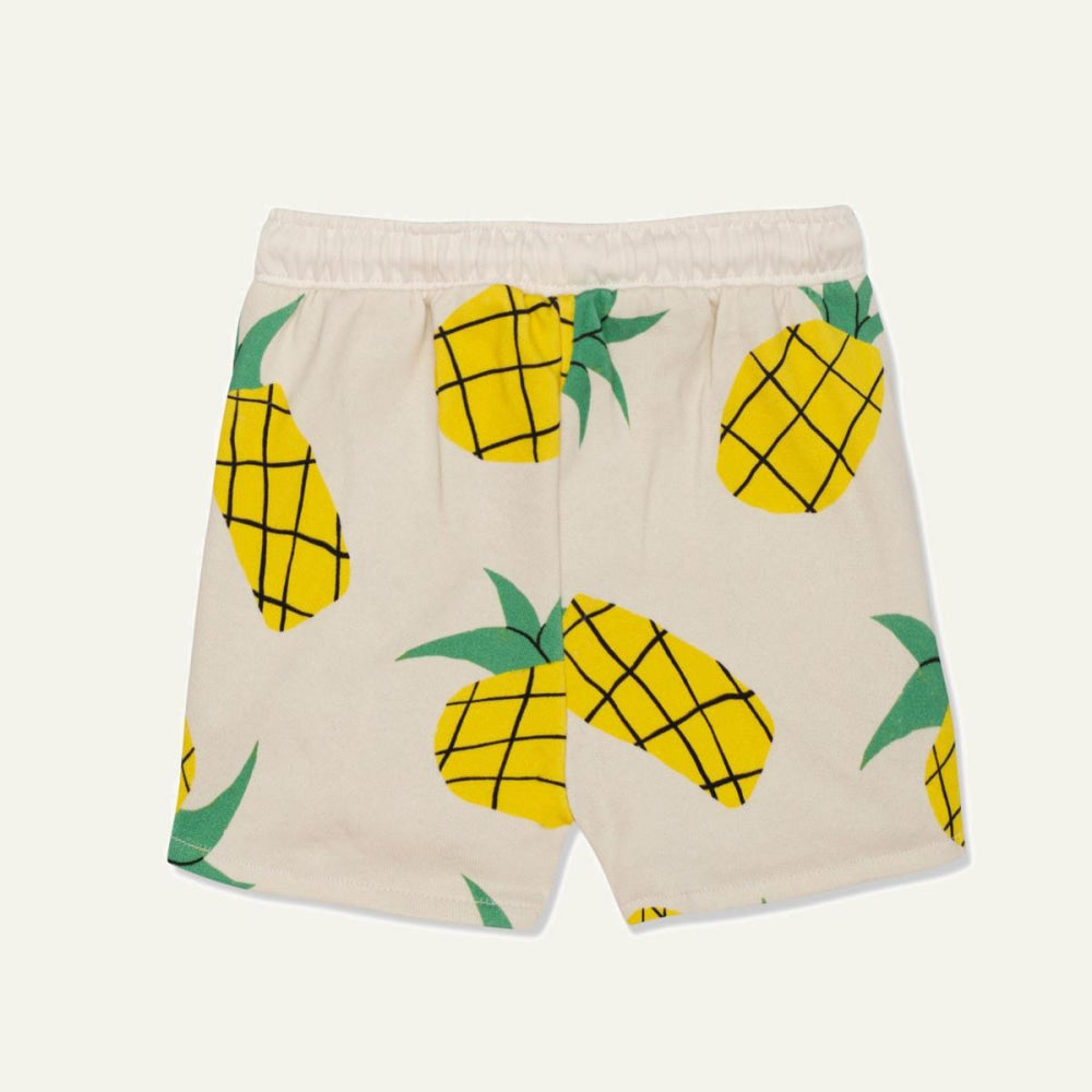 Recycled Cotton Pineapple Harvest Cropped Girl Shorts - Natural/multi - FINAL SALE