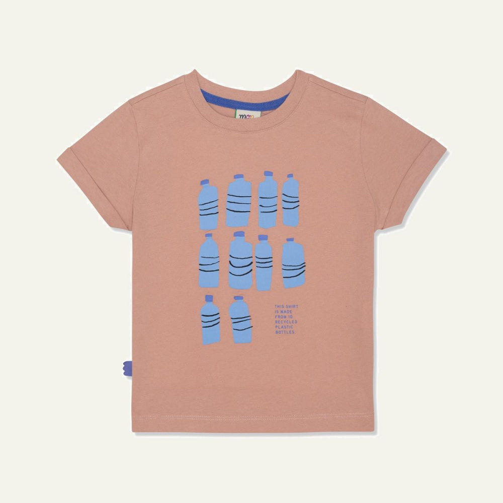 Recycled Cotton Ten Bottle Kid T-shirt - Misty Rose/della Blue - FINAL SALE